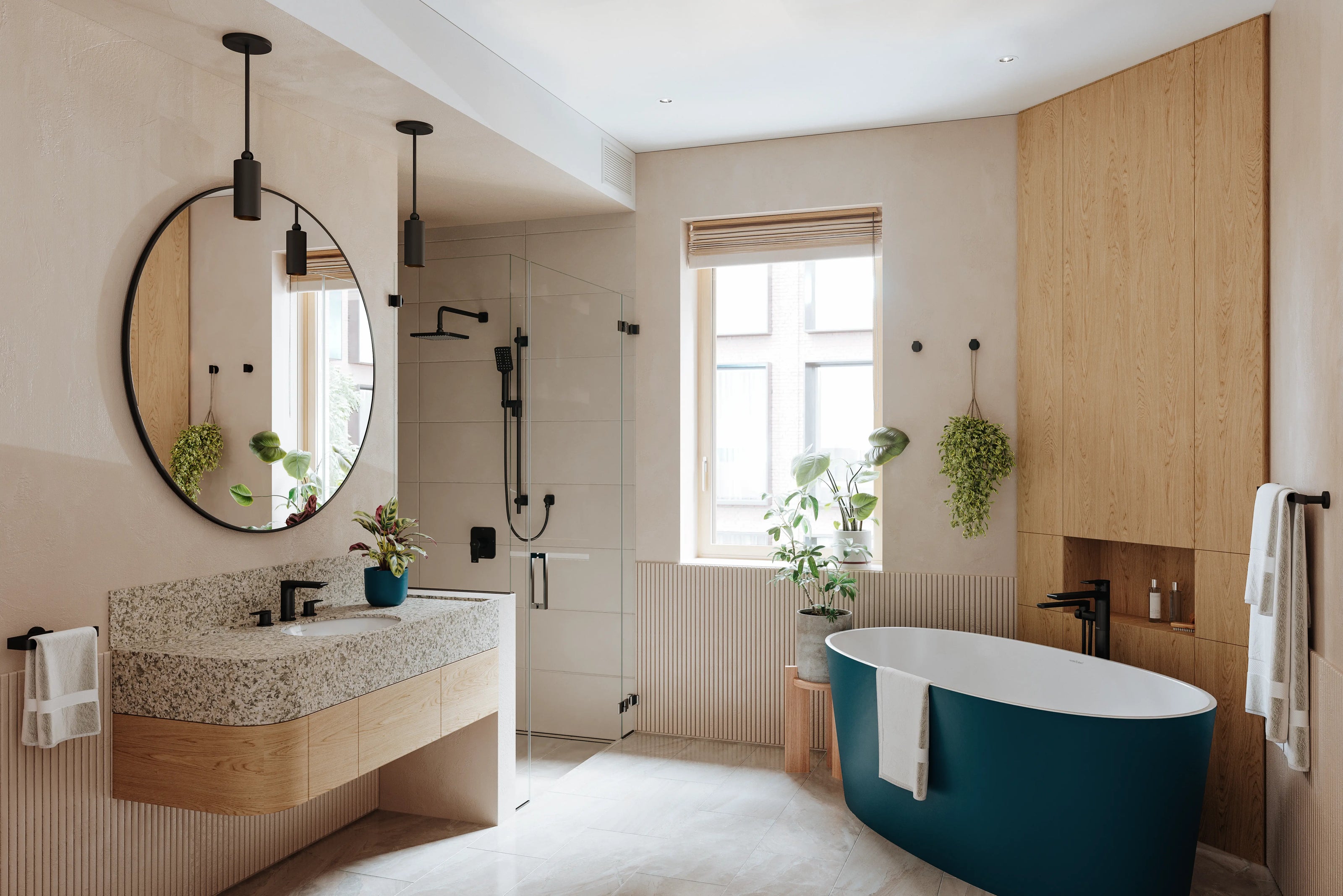 Riobel Shower System features a sleek modern faucet design in a luxury bathroom.