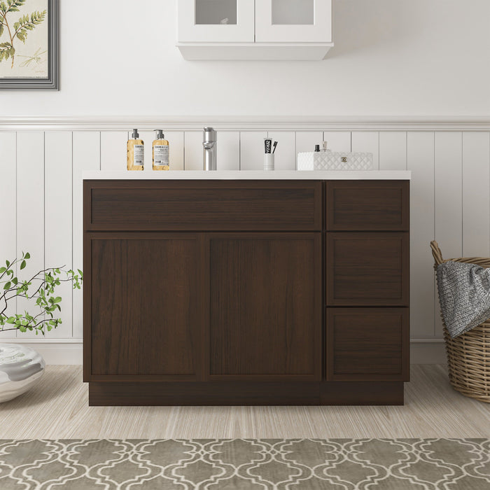 Vanity Art Alora 51" Wood Bathroom Vanity Cabinet without Top - 3 Drawers and 2 Doors