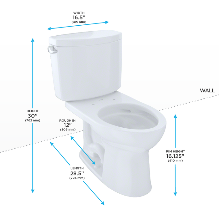 Toto Drake II Two Piece Elongated 1.28 GPF Universal Height Toilet with Cefiontect
