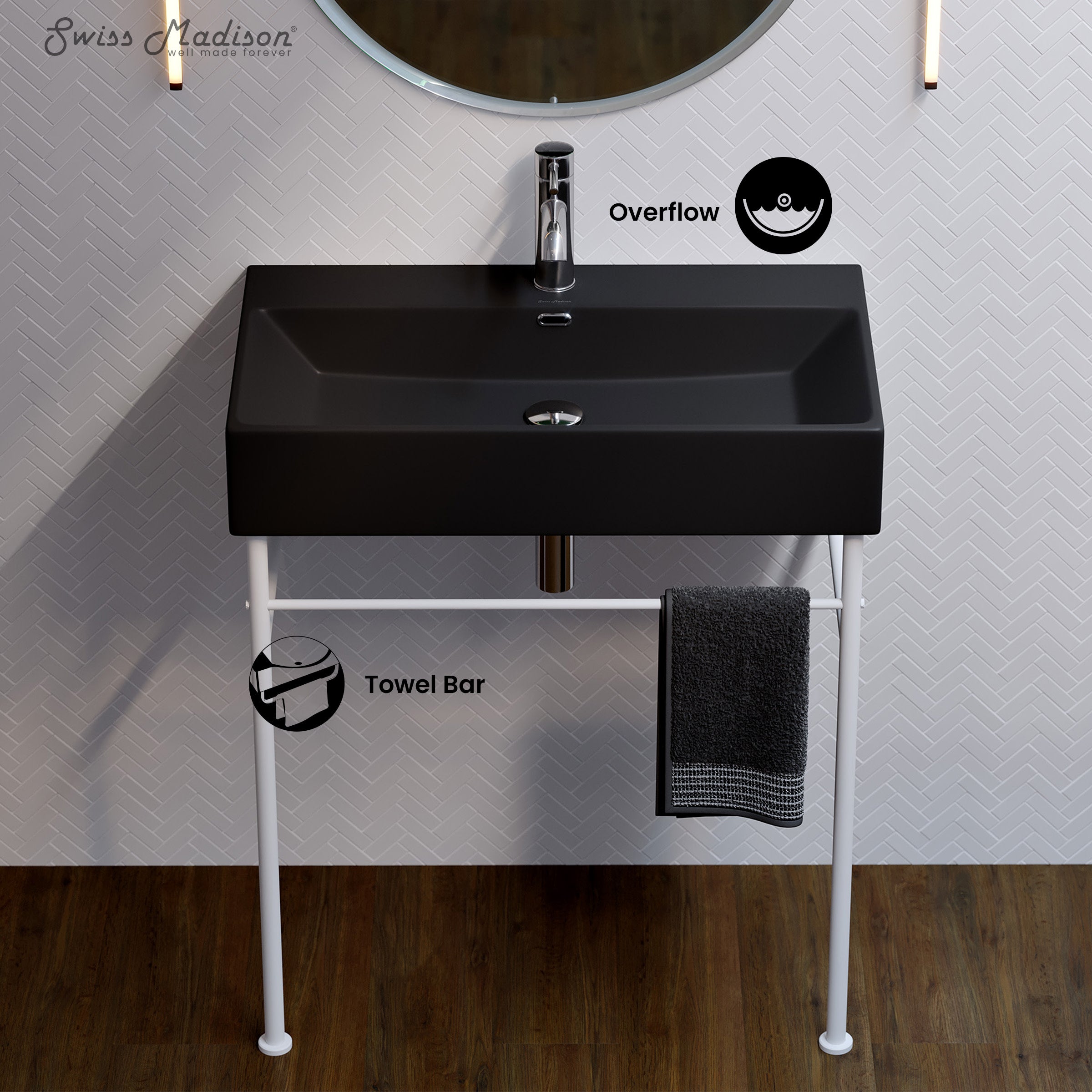 White / Matte Black / 1-Hole
