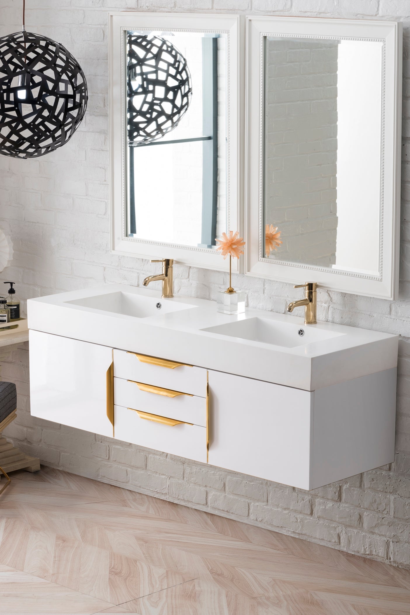 Glossy White / Radiant Gold / Glossy White - 1 Faucet Hole