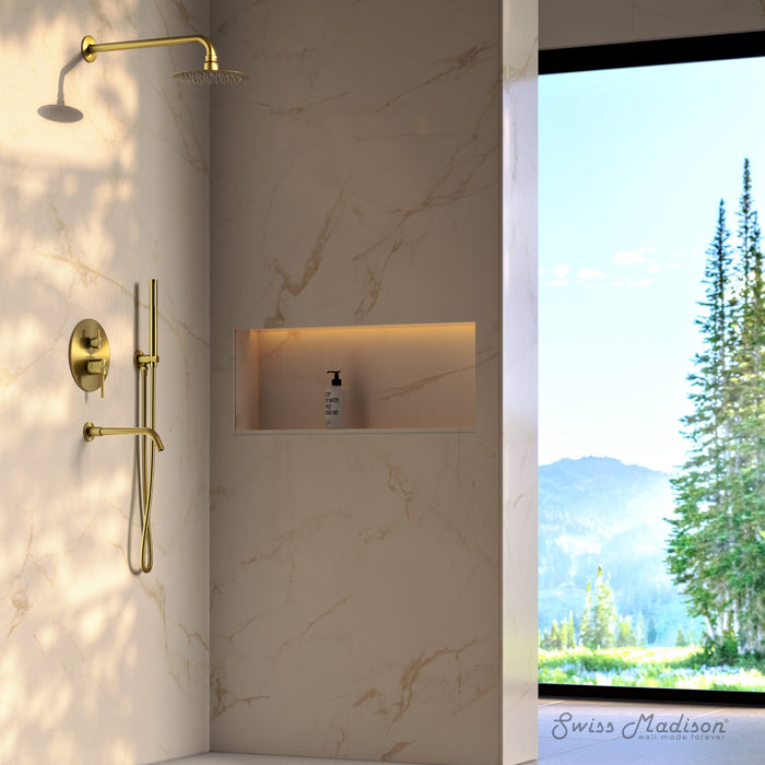Brushed Gold / With Hand Sprayer / With Tub Filler