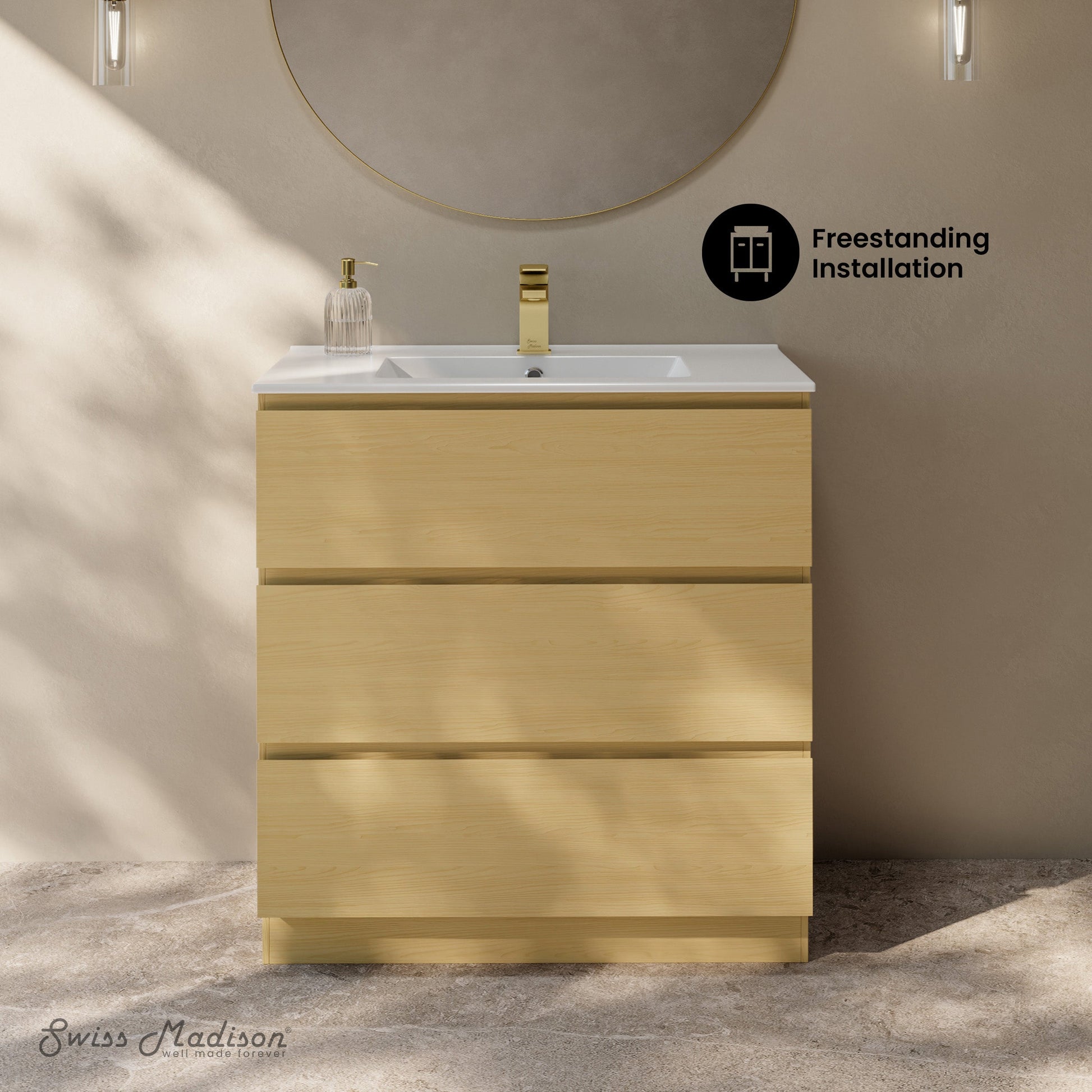 Natural Oak / Glossy White / 1-Hole