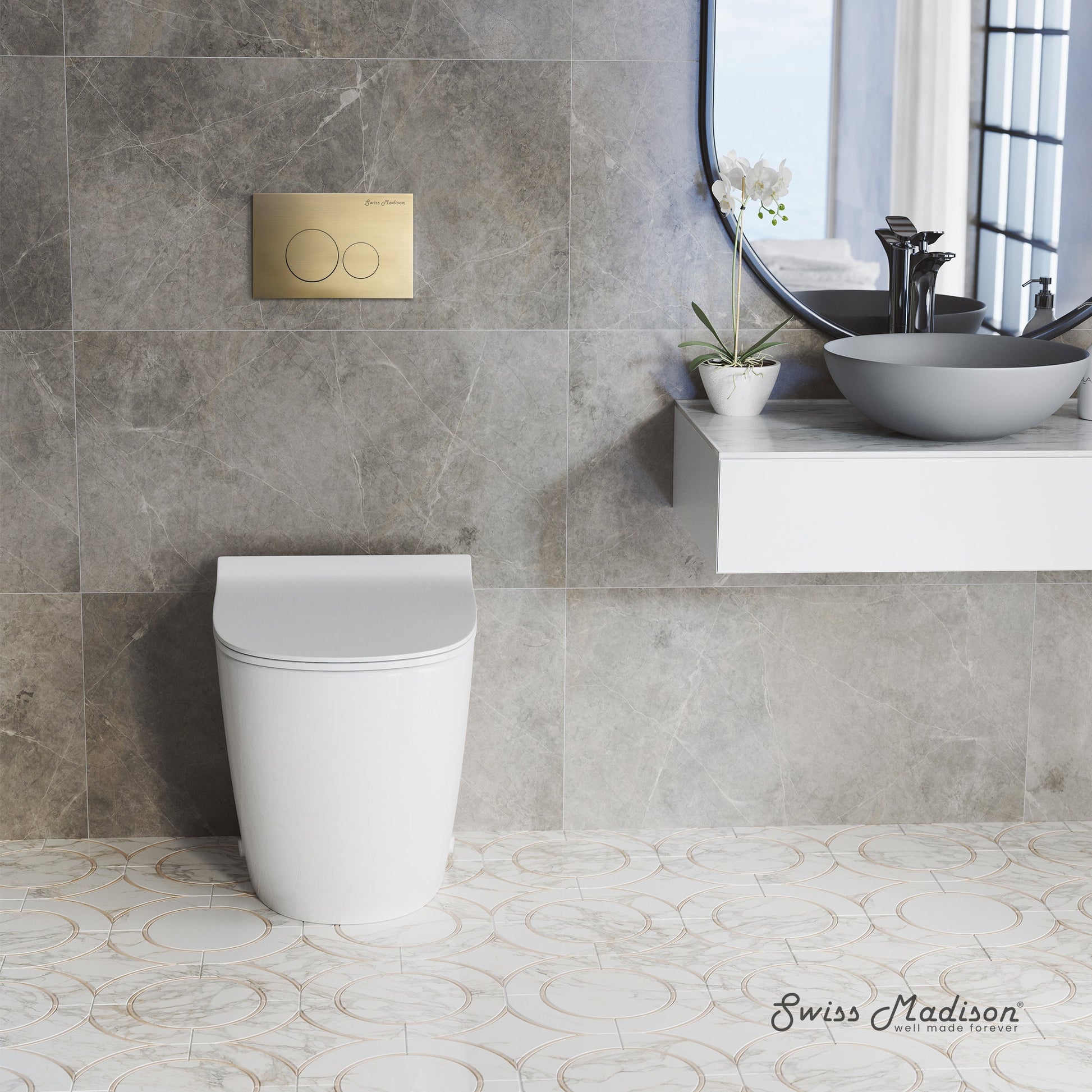 Glossy White / Brass