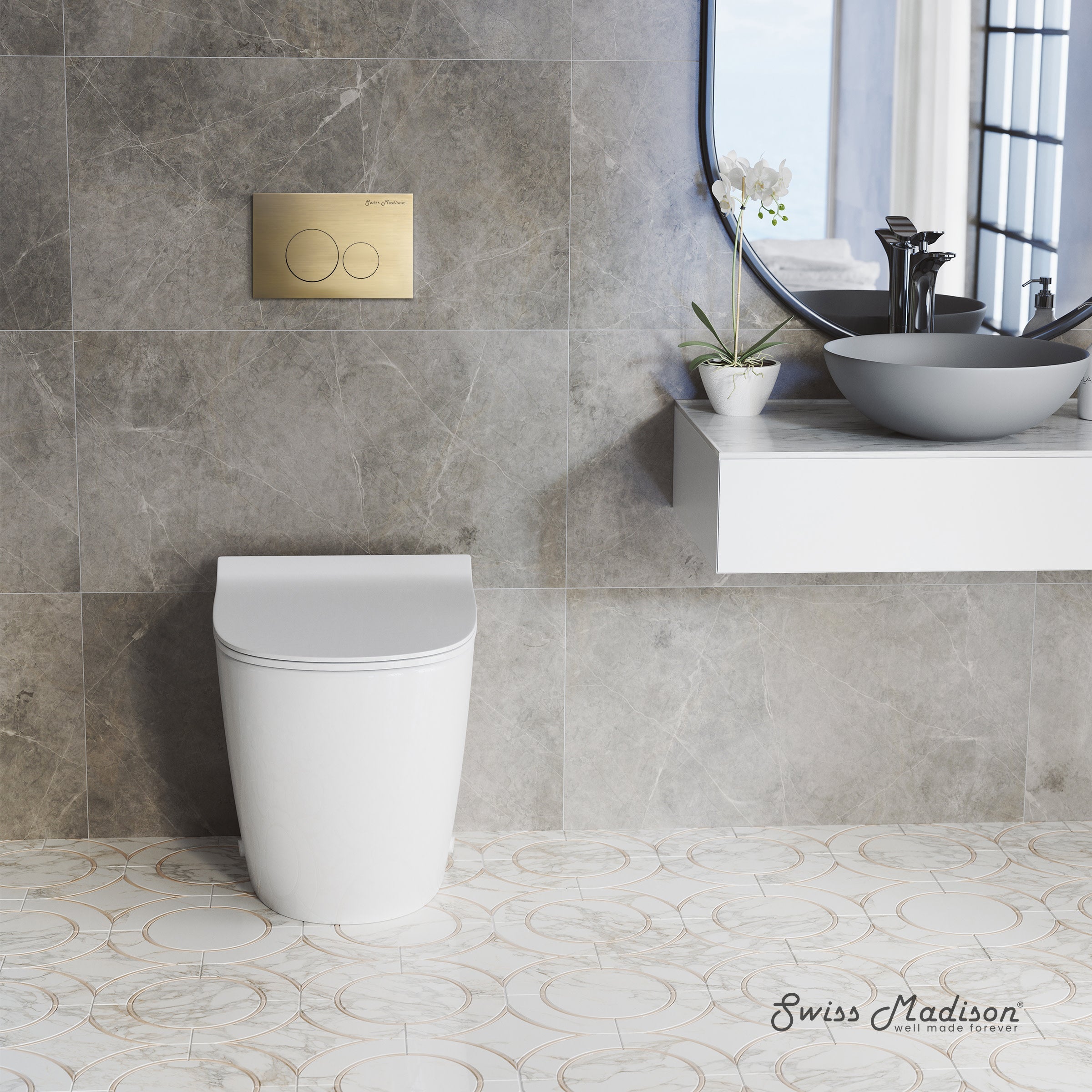 Glossy White / Brass