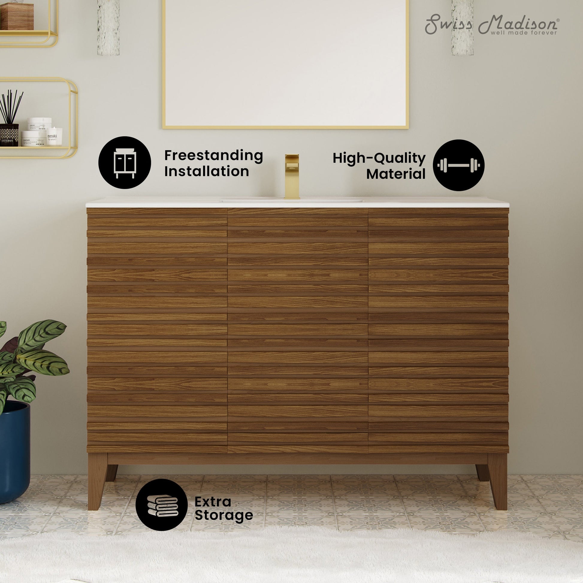 Brown Oak / Glossy White / 1-Hole