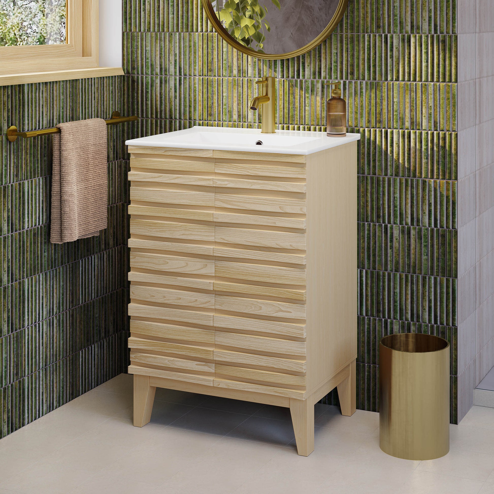 Natural Oak / White / 1-Hole