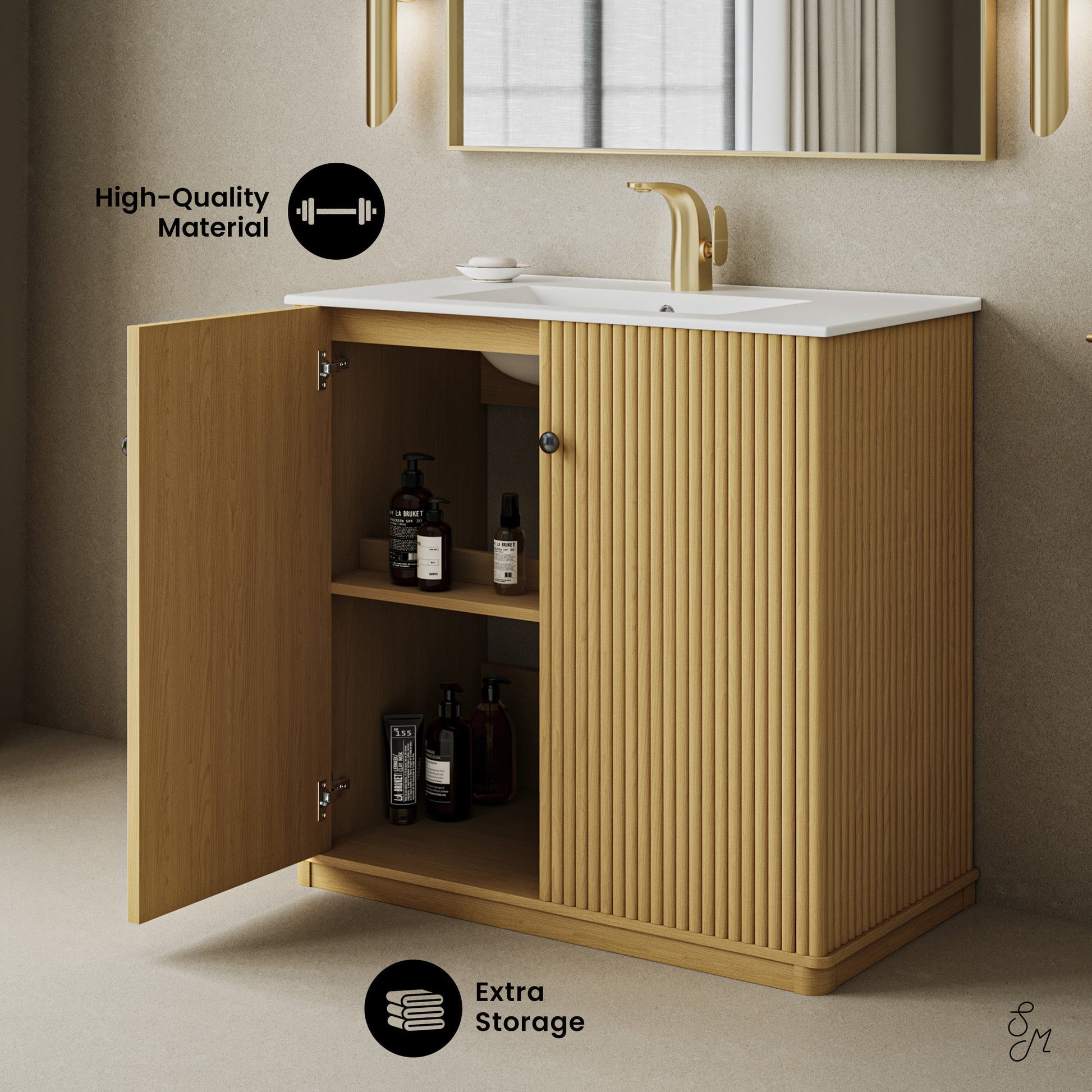 Natural Oak / White / 1-Hole