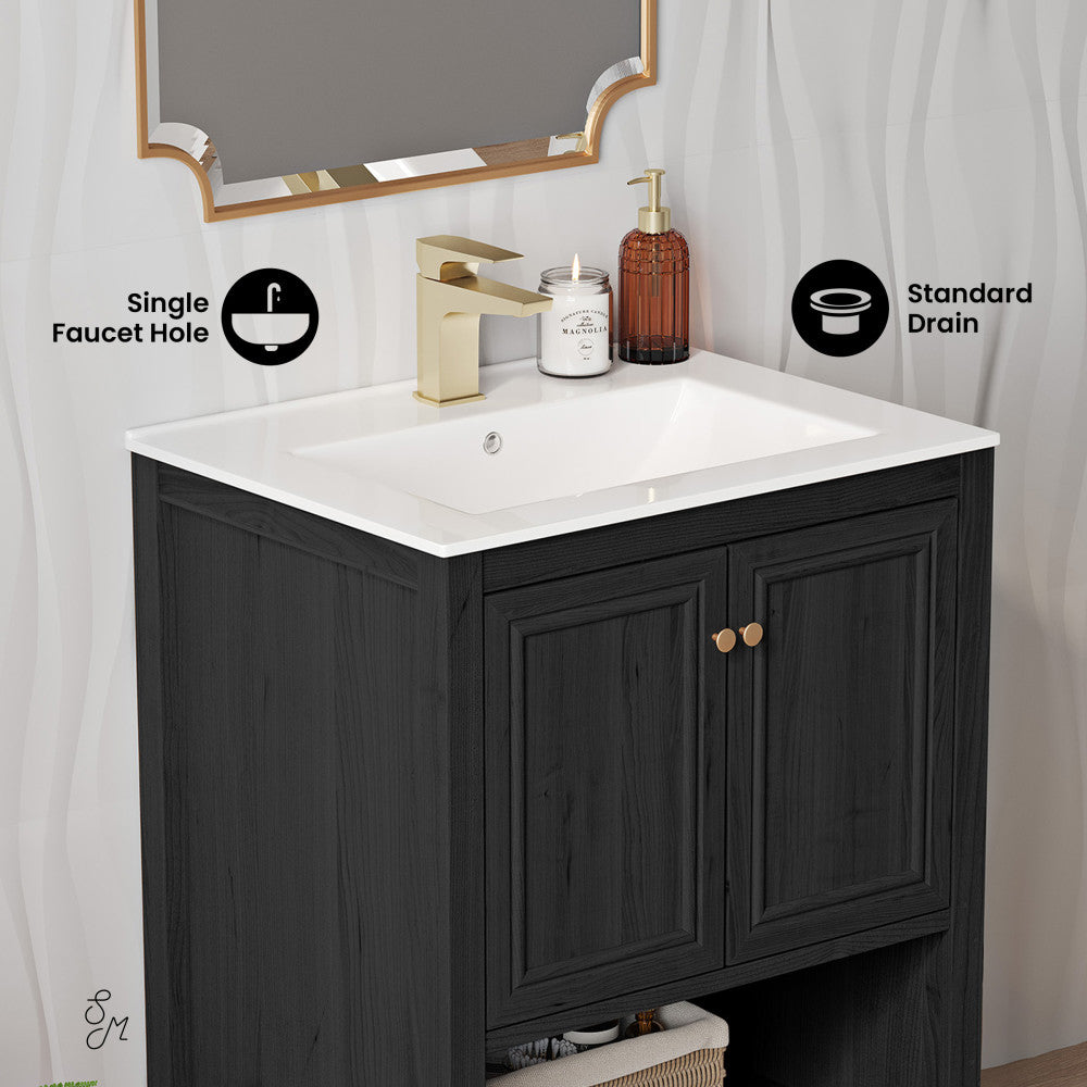 Black Oak / White / 1-Hole