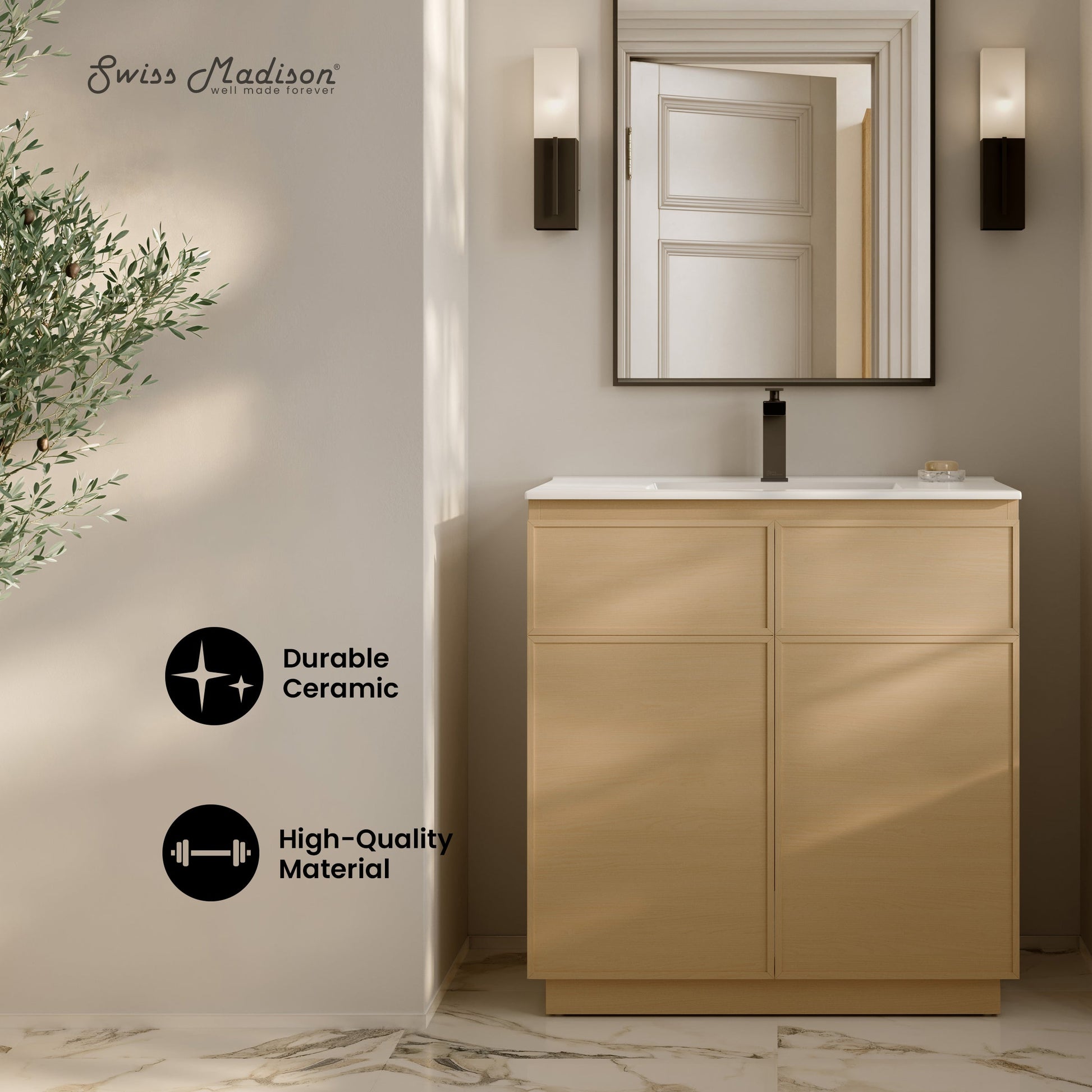 Natural Oak / White / 1-Hole