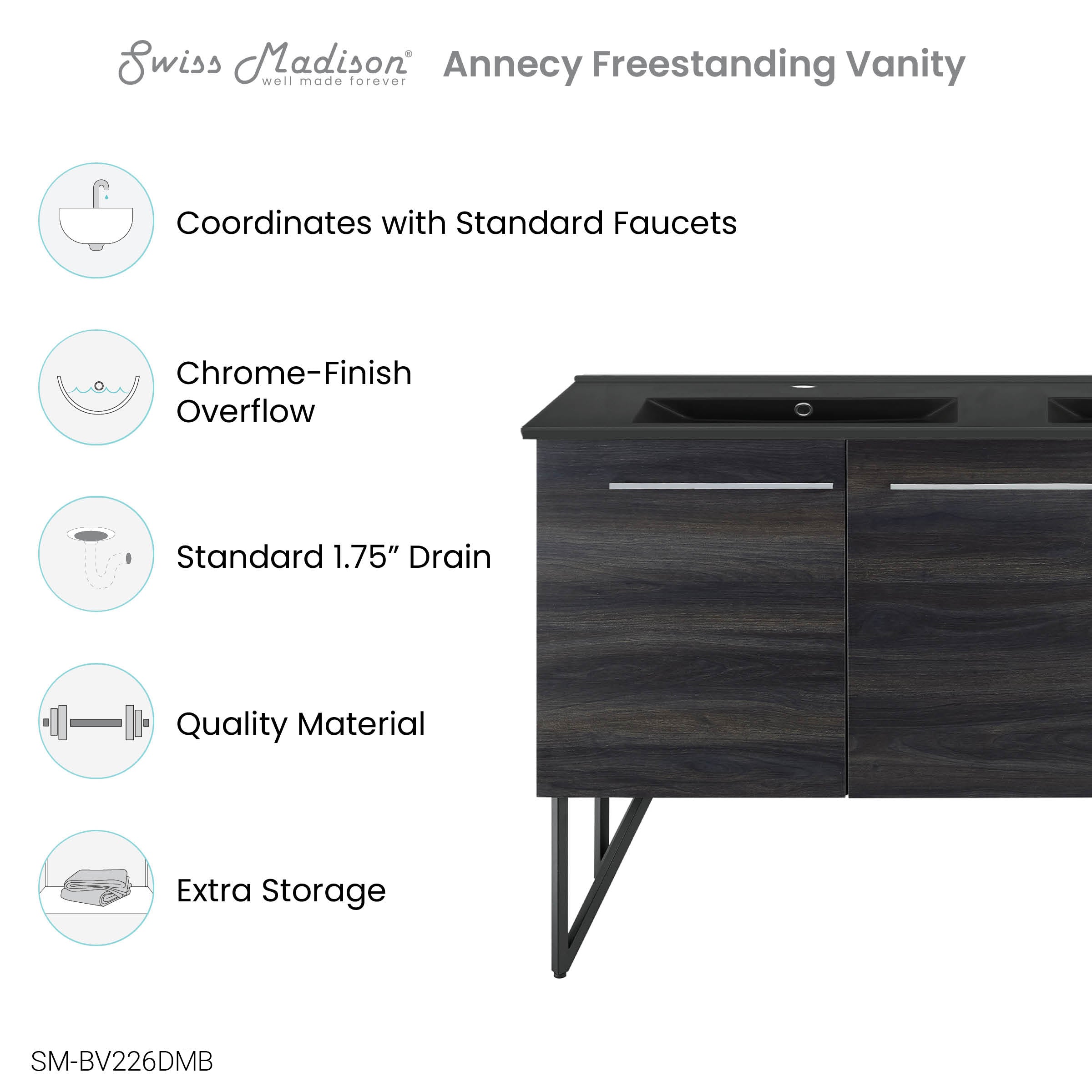 Black Walnut / Matte Black / 1-Hole