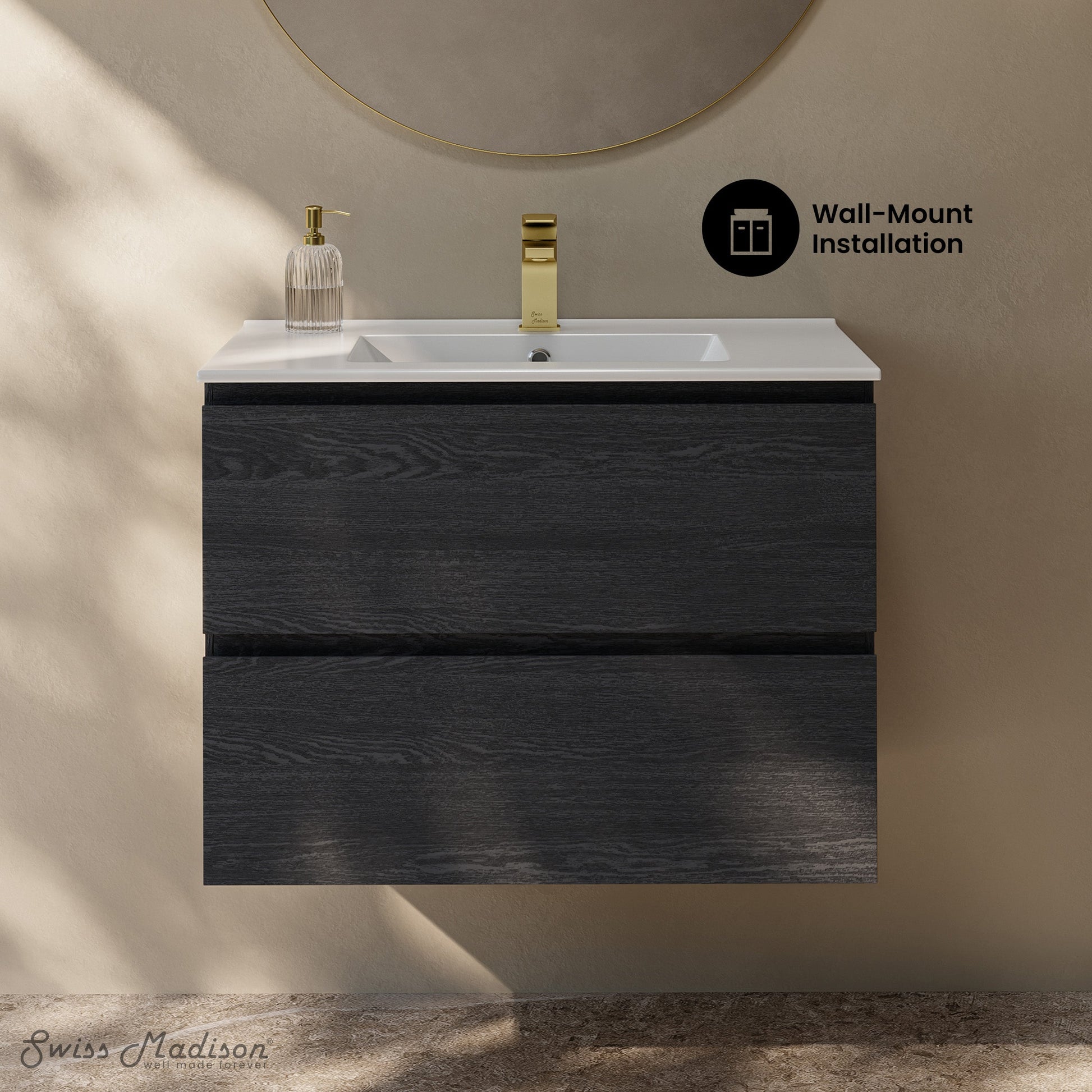 Black Oak / Glossy White / 1-Hole
