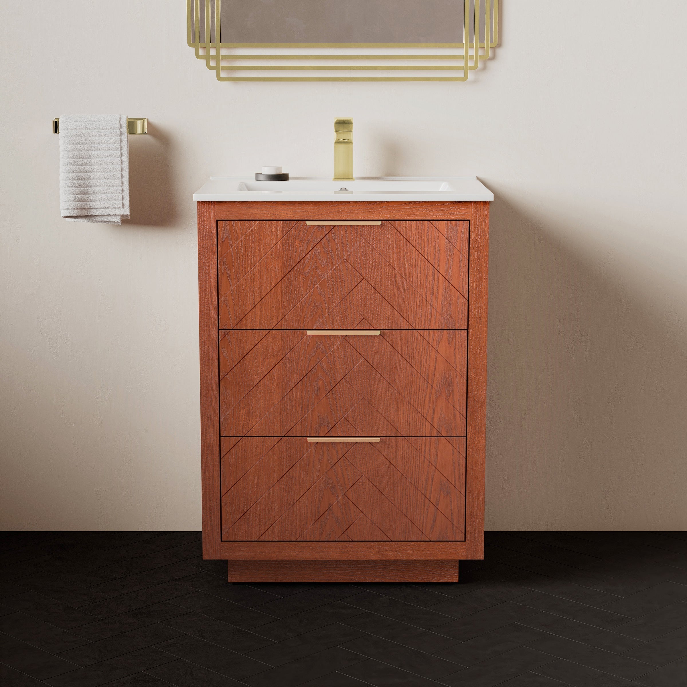 Brown Oak / White / 1-Hole
