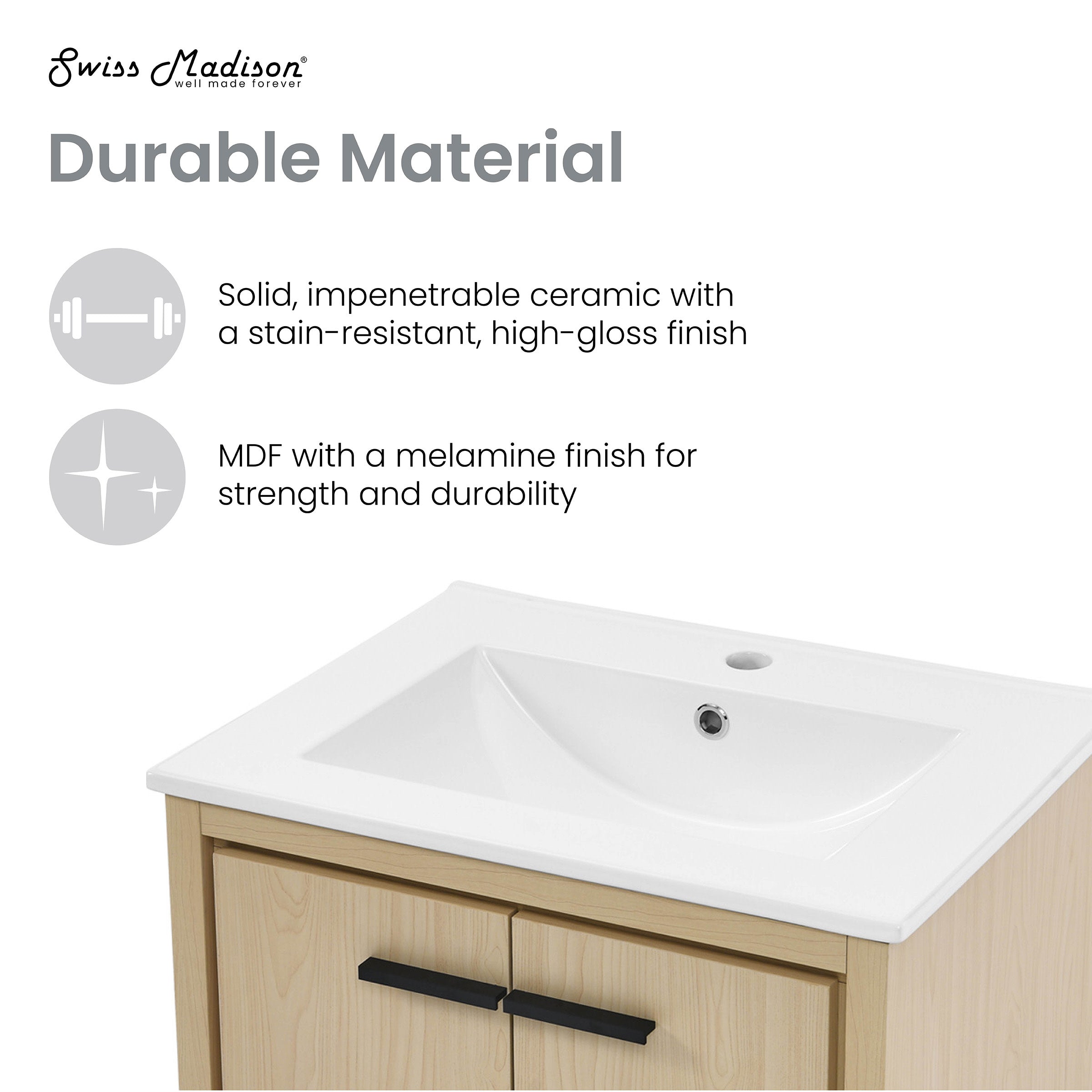 Natural Oak / White / 1-Hole