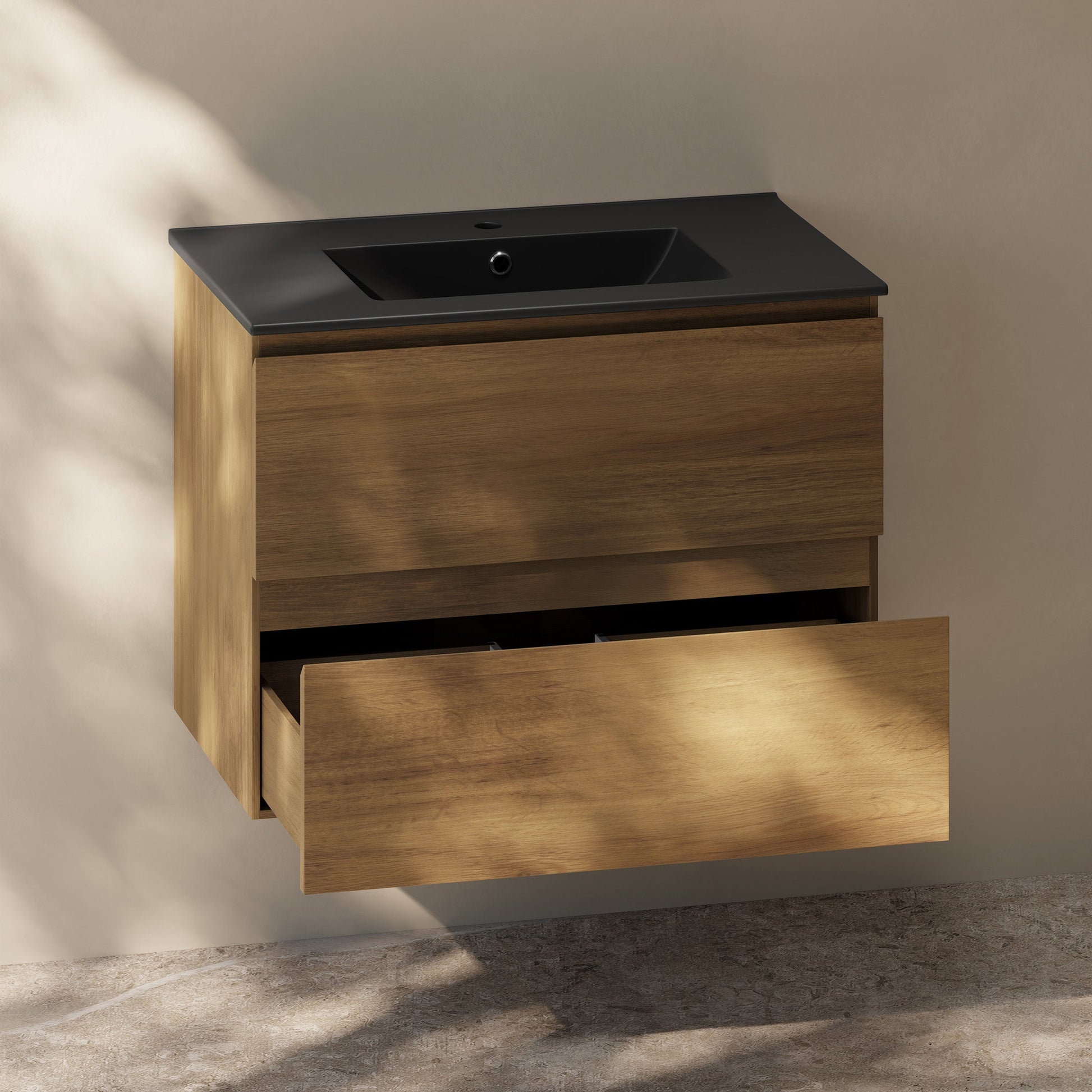 Brown Oak / Matte Black / 1-Hole
