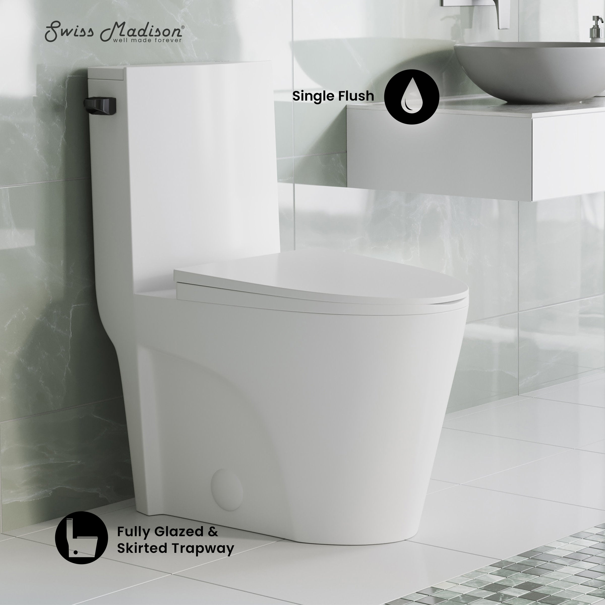 Glossy White / Single - Left / Black