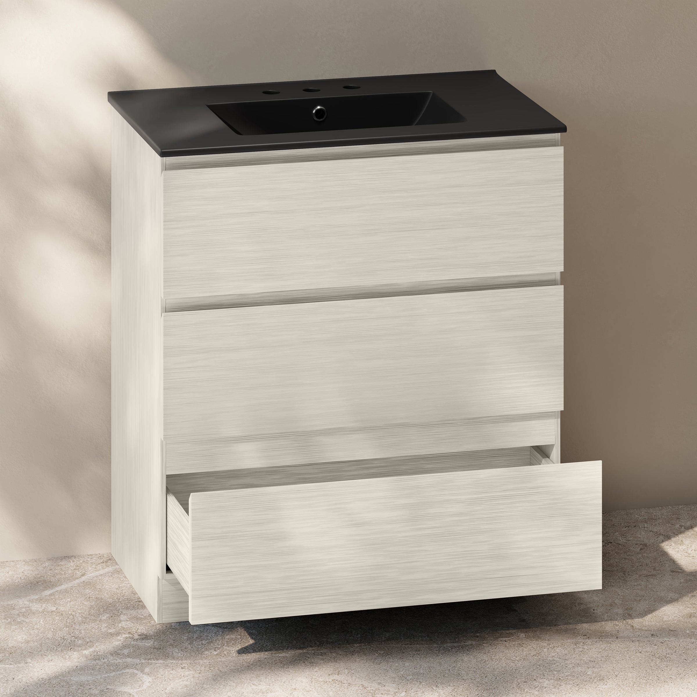 White Oak / Matte Black / 3-Hole