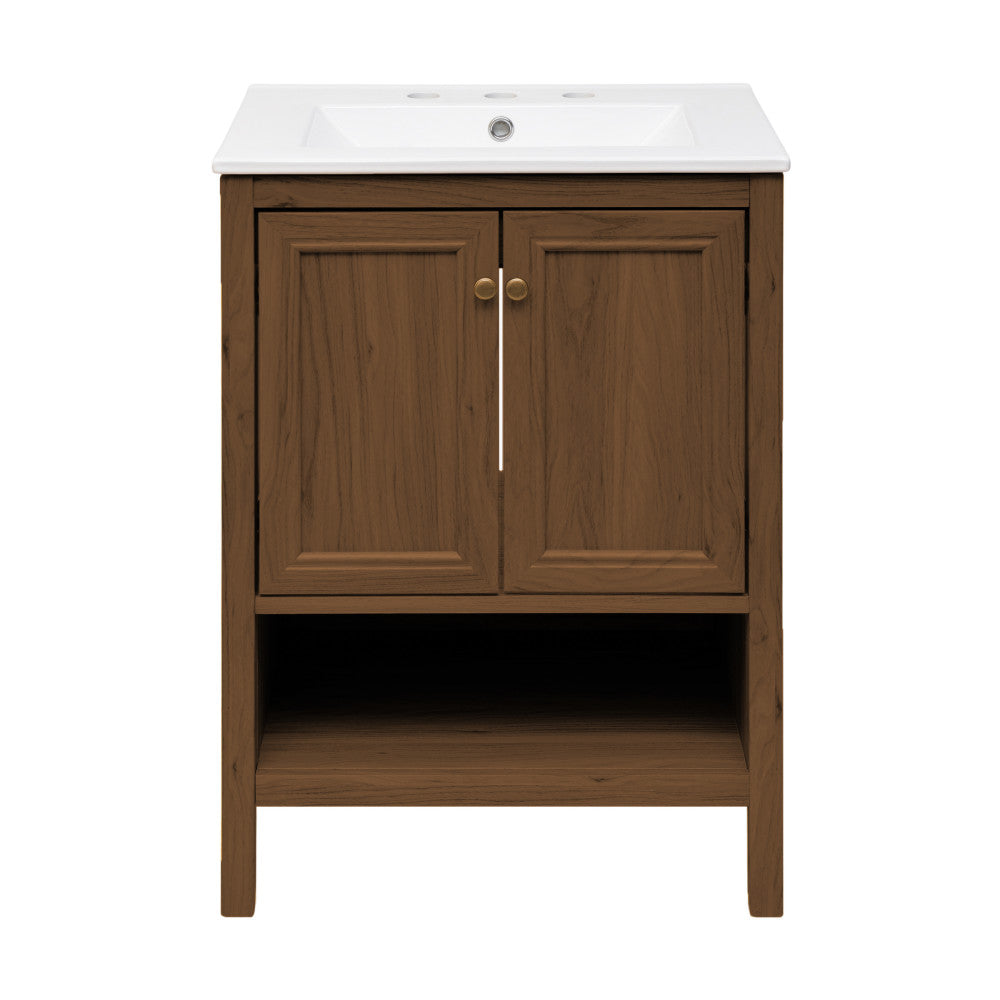 Brown Oak / White / 3-Hole Wide