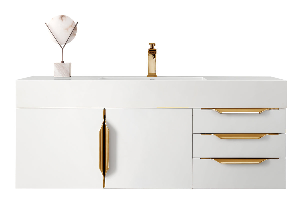 Glossy White / Radiant Gold / Glossy White - 1 Faucet Hole