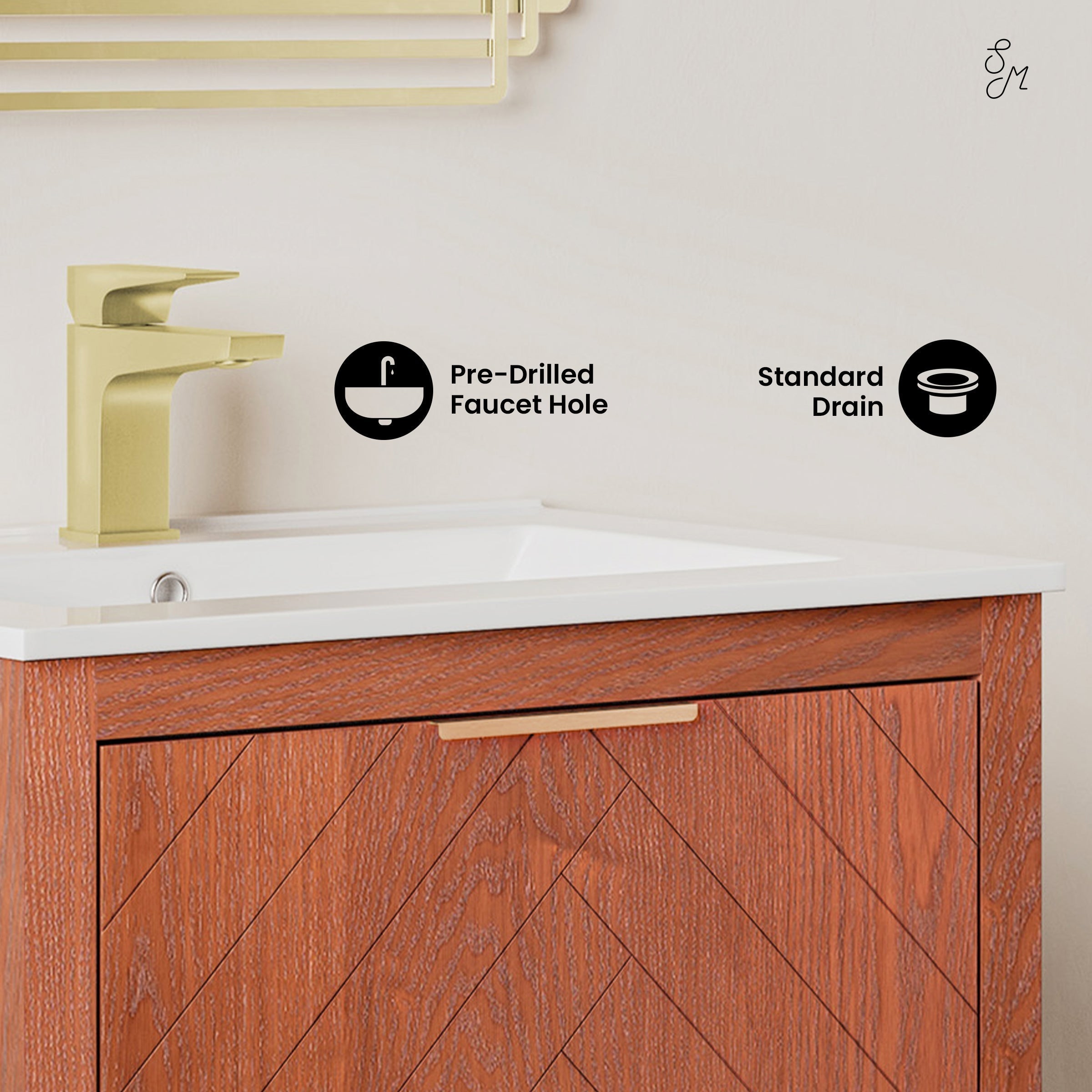 Brown Oak / White / 1-Hole