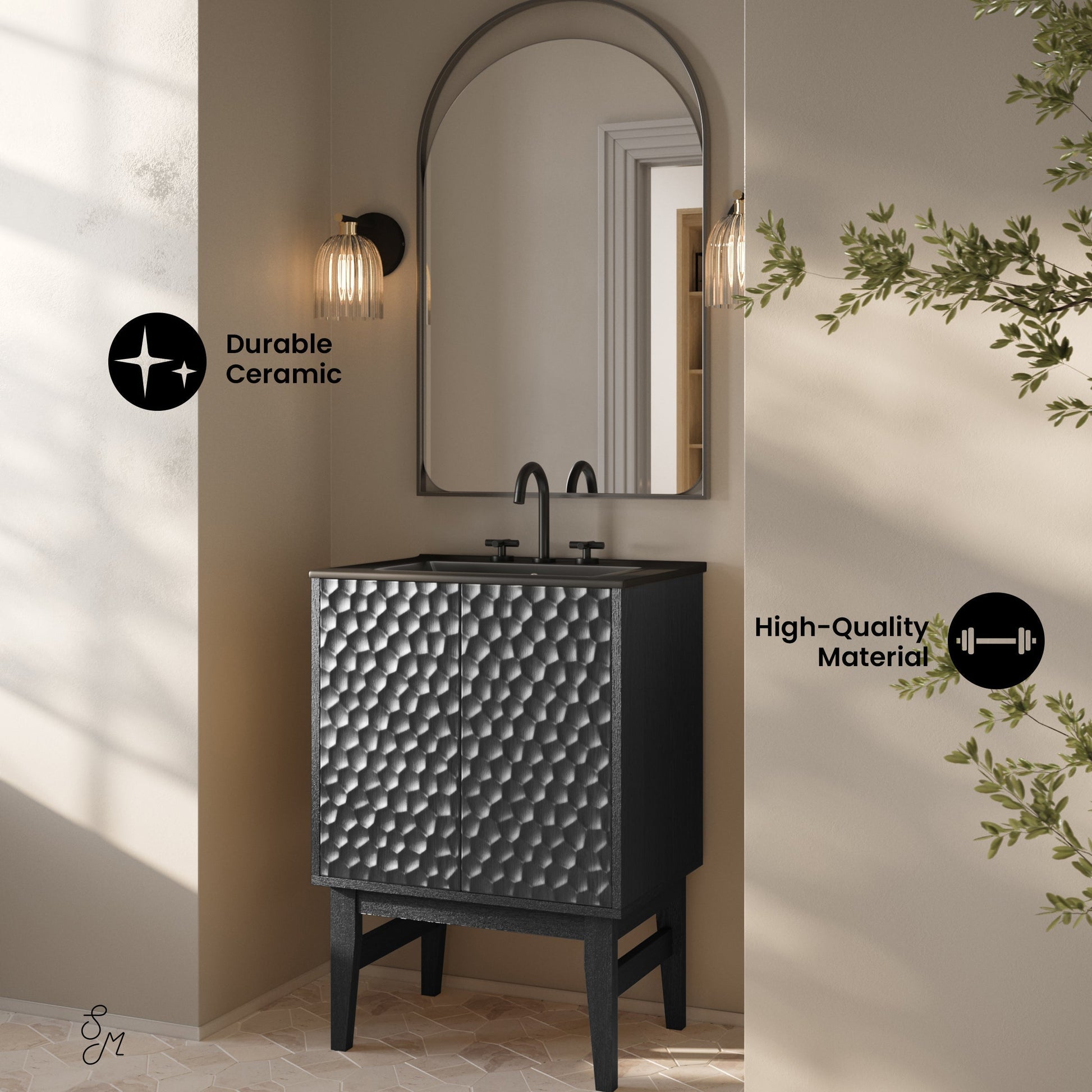 Black Oak / Matte Black / 3-Hole