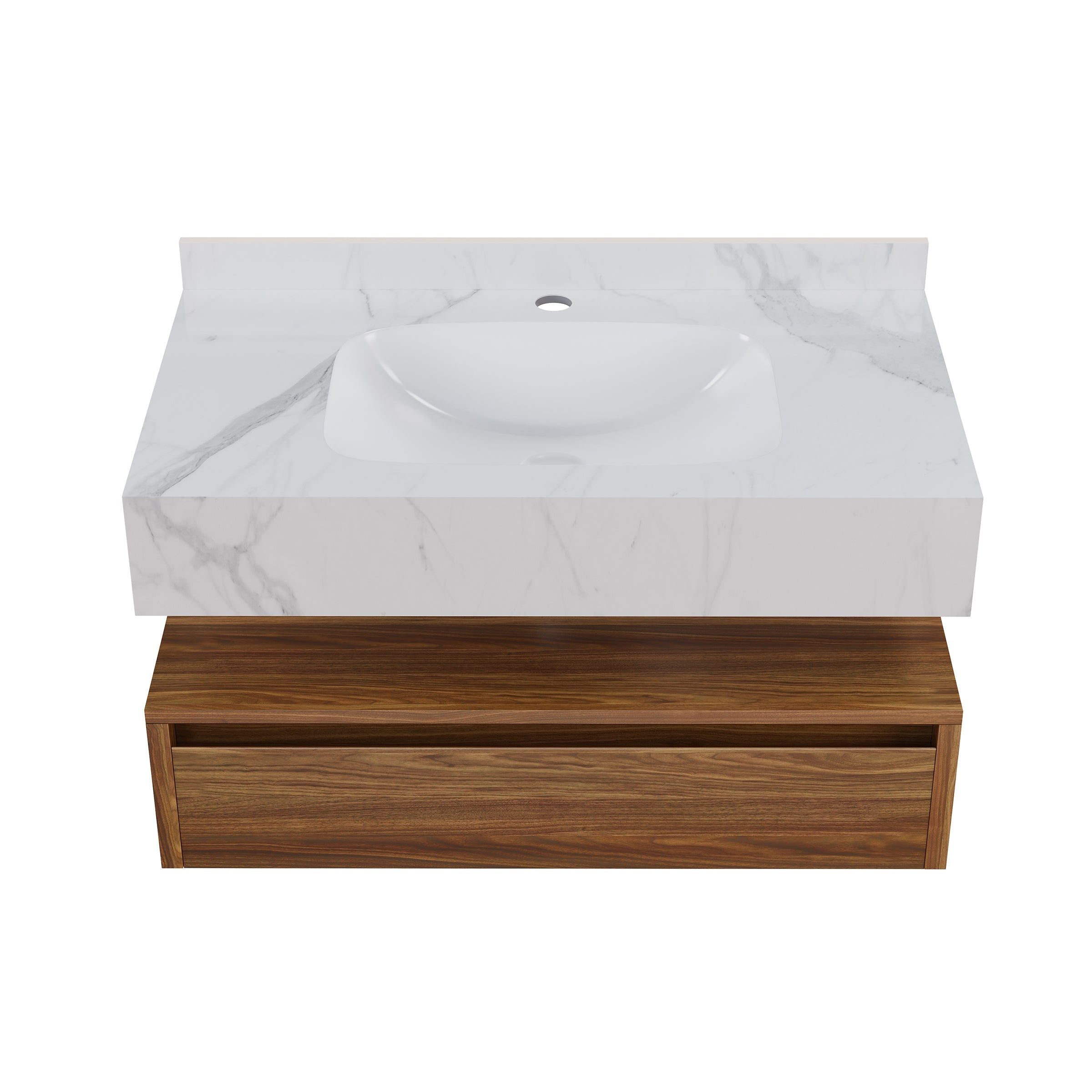 Brown Oak / White Marble