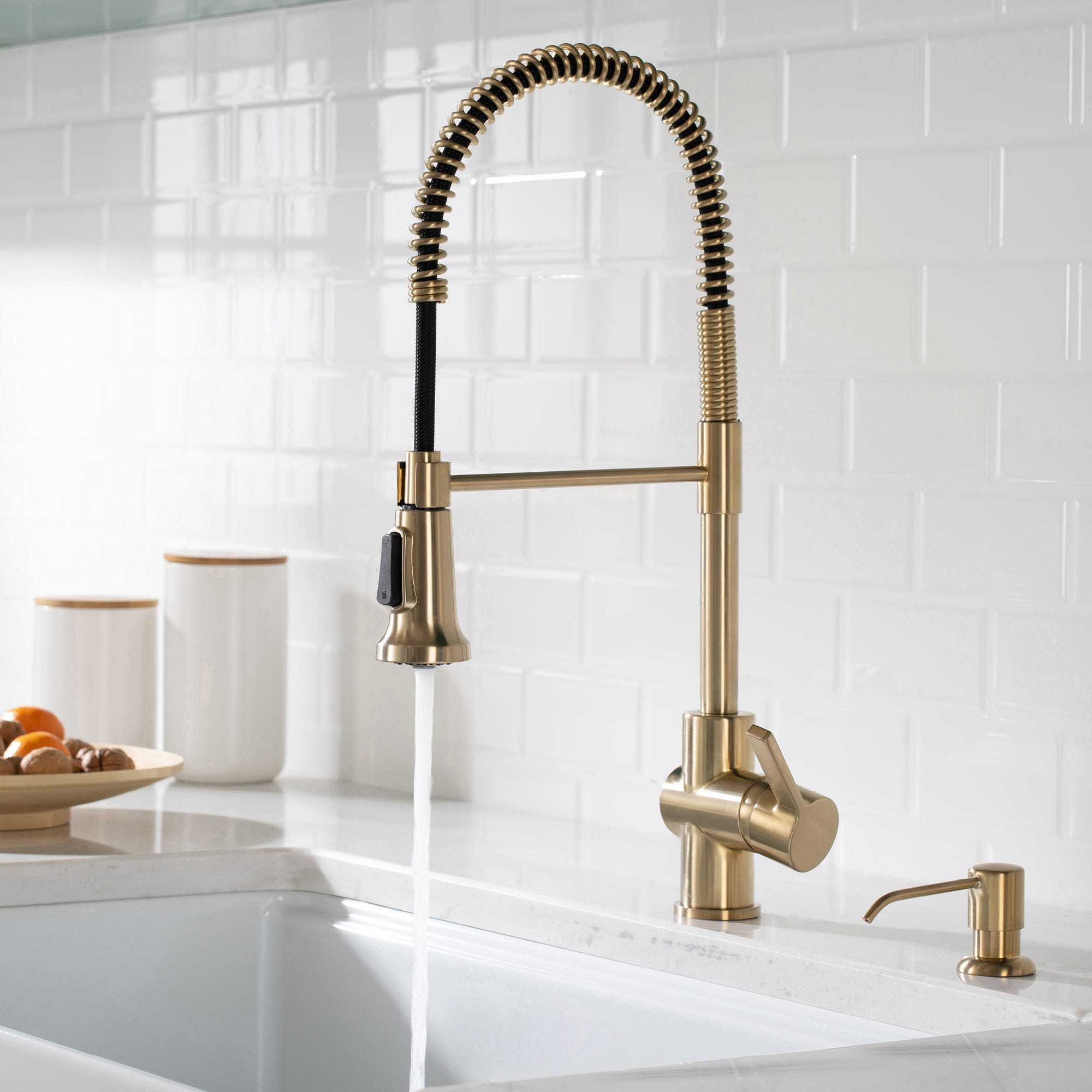 Kraus Britt Single Handle Deck-mount Pull-down Kitchen Faucet with Sprayer (Includes Deck Plate) (Includes Soap Dispenser)
