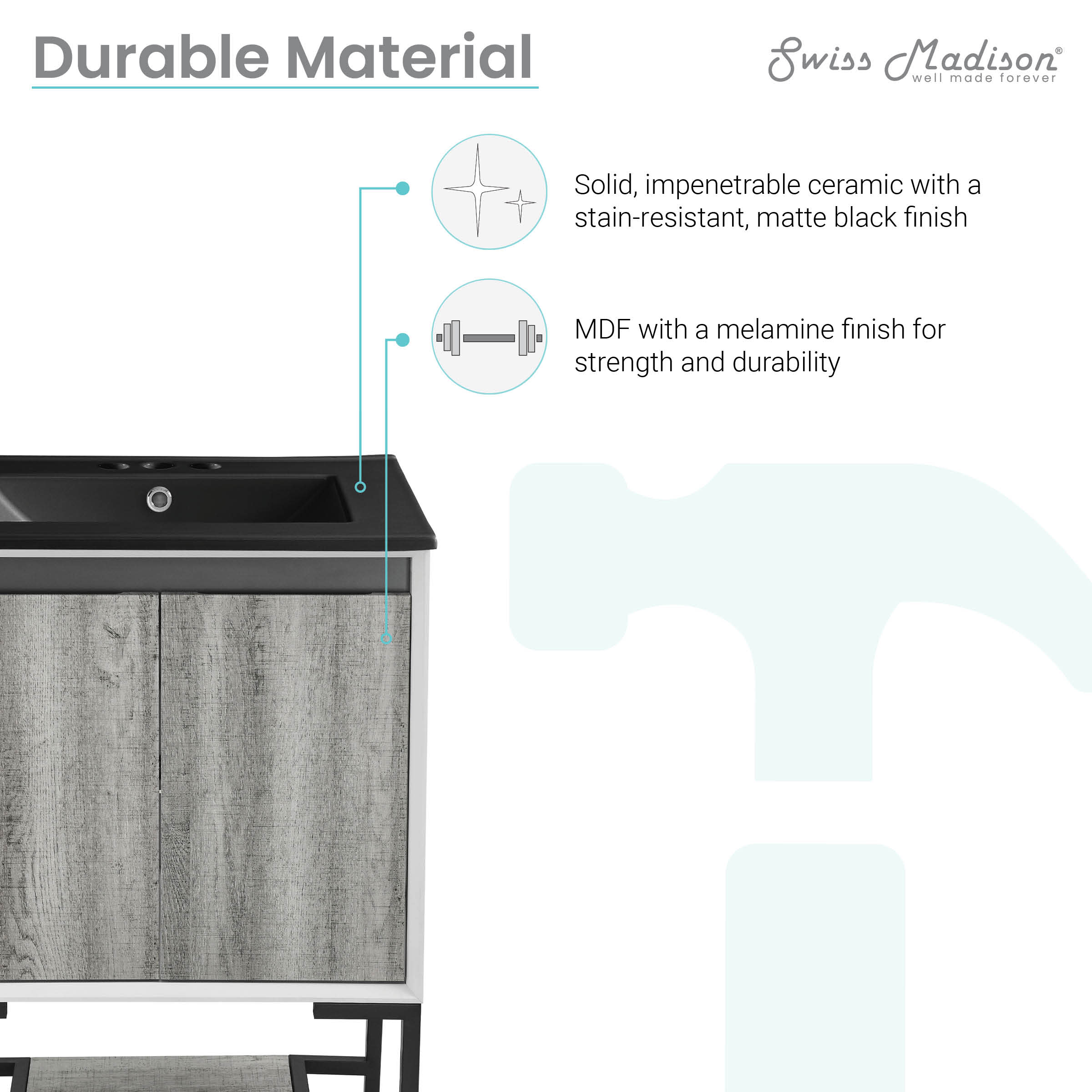 Gray Oak / Matte Black / 3-Hole