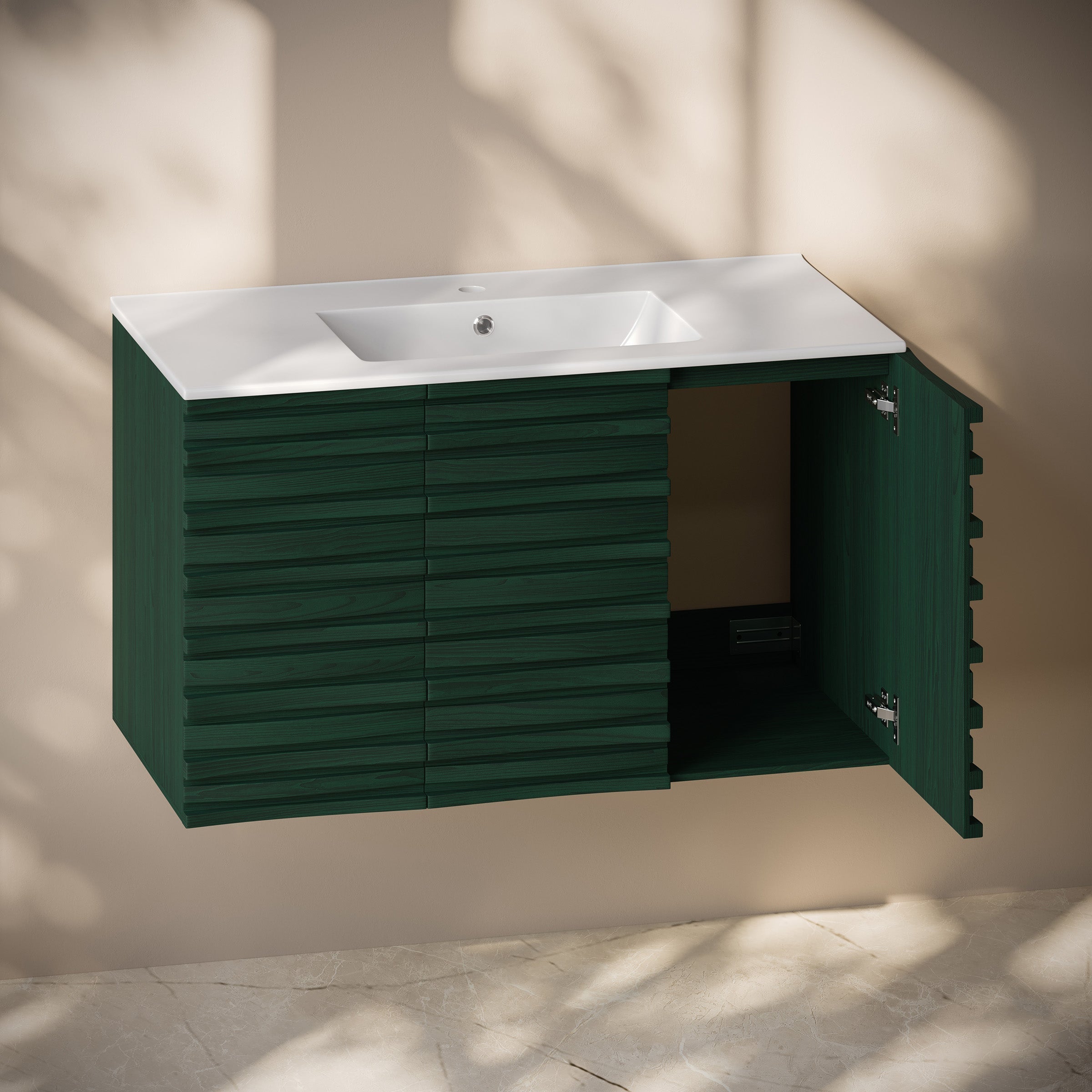 Green Oak / White / 1-Hole