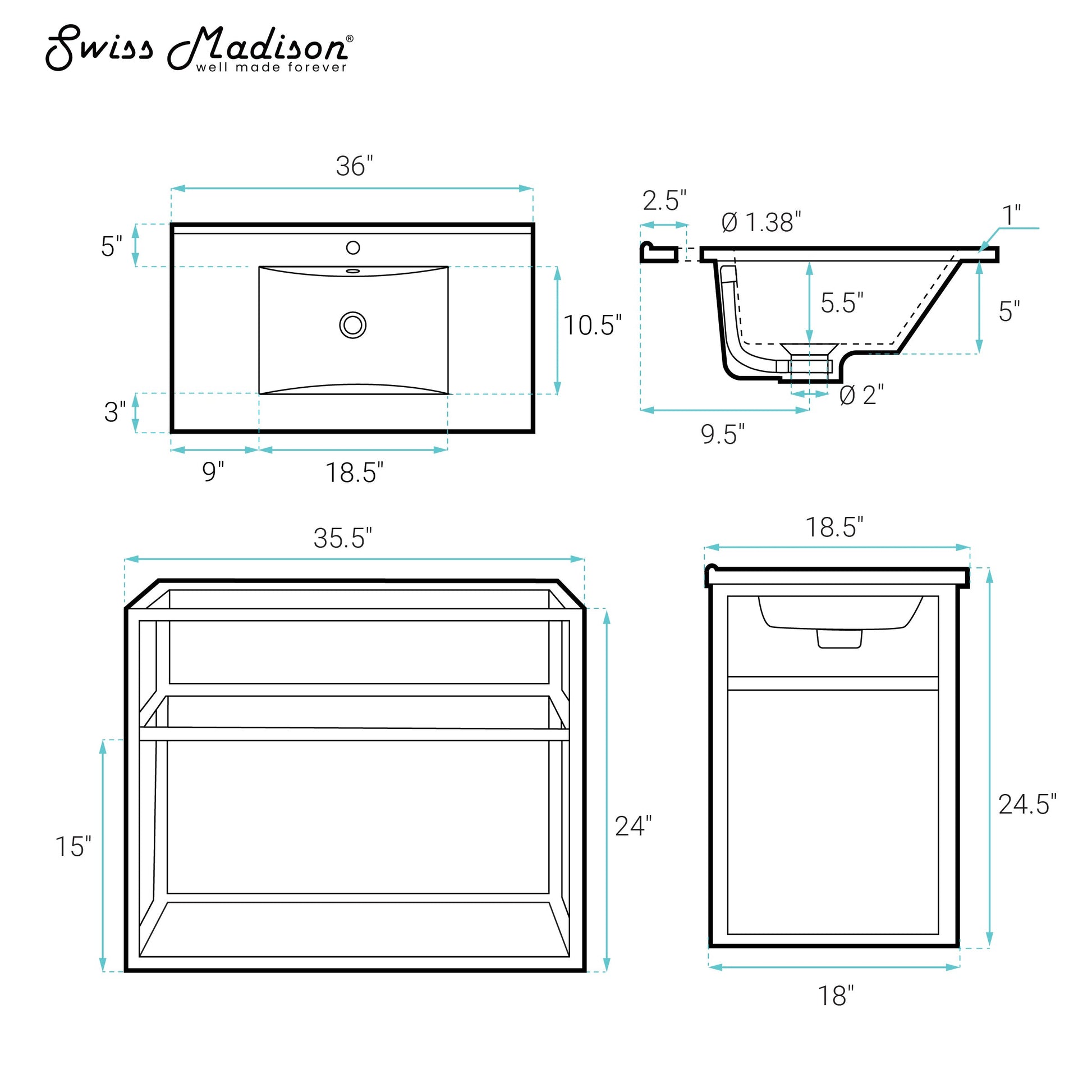 Matte Black / White / 1-Hole