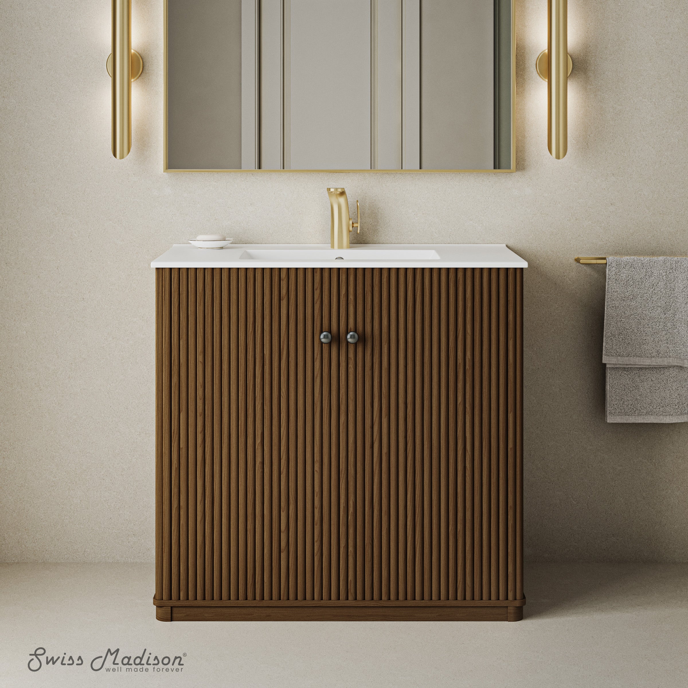 Brown Oak / White / 1-Hole