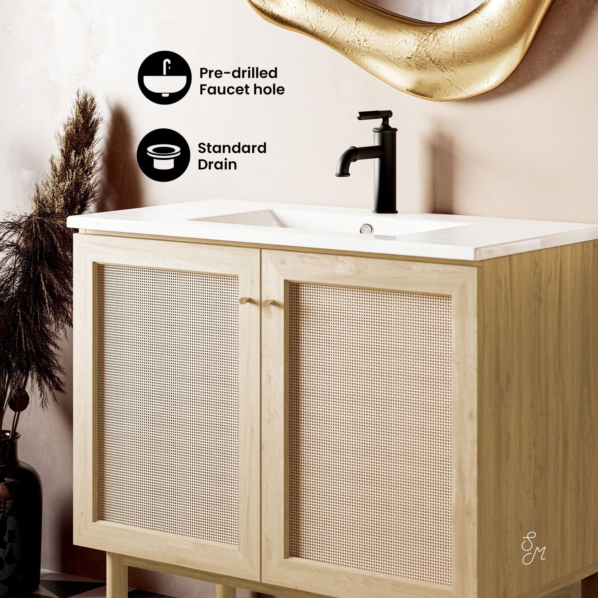 Natural Oak / White / 1-Hole