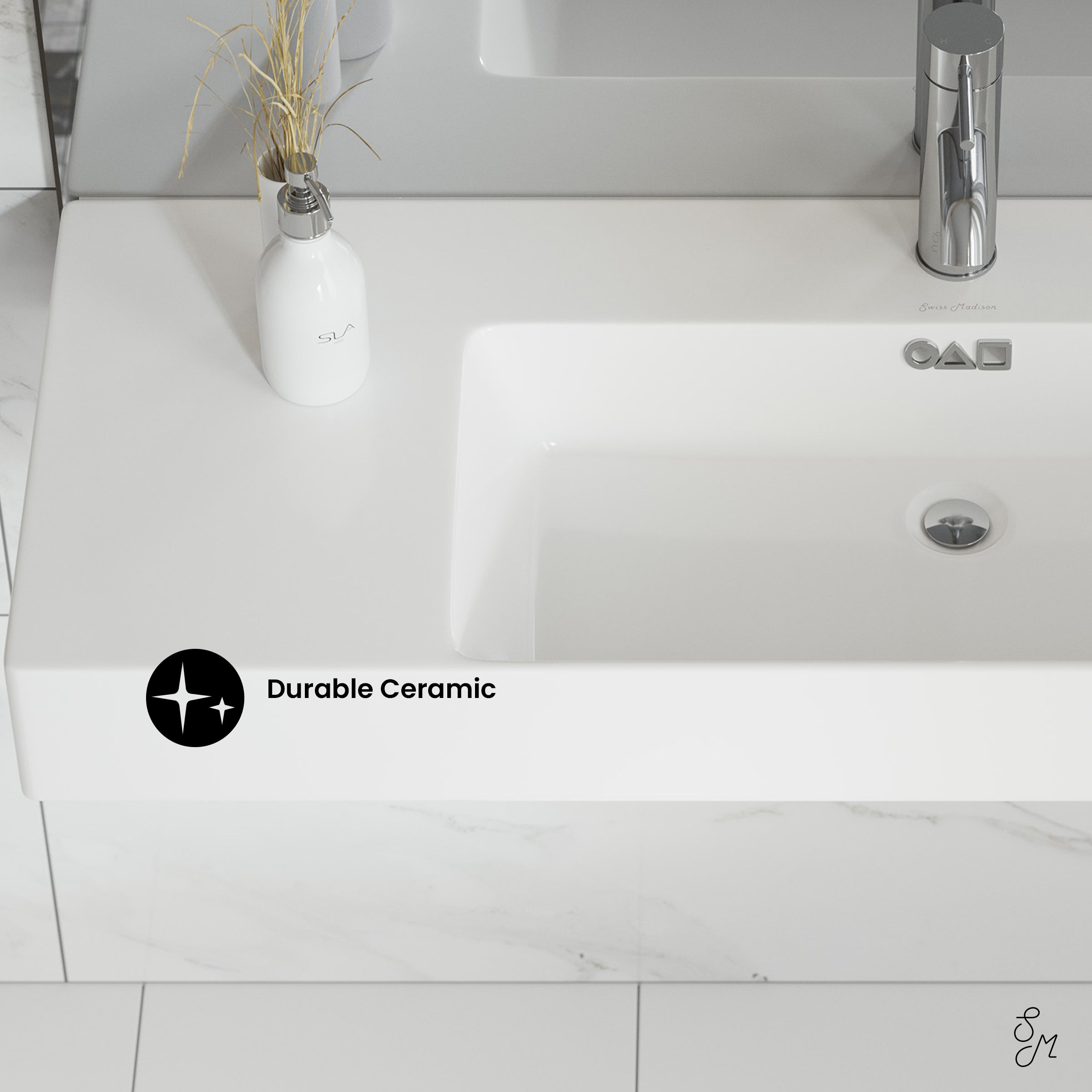 Glossy White / 1 Faucet Hole - Right
