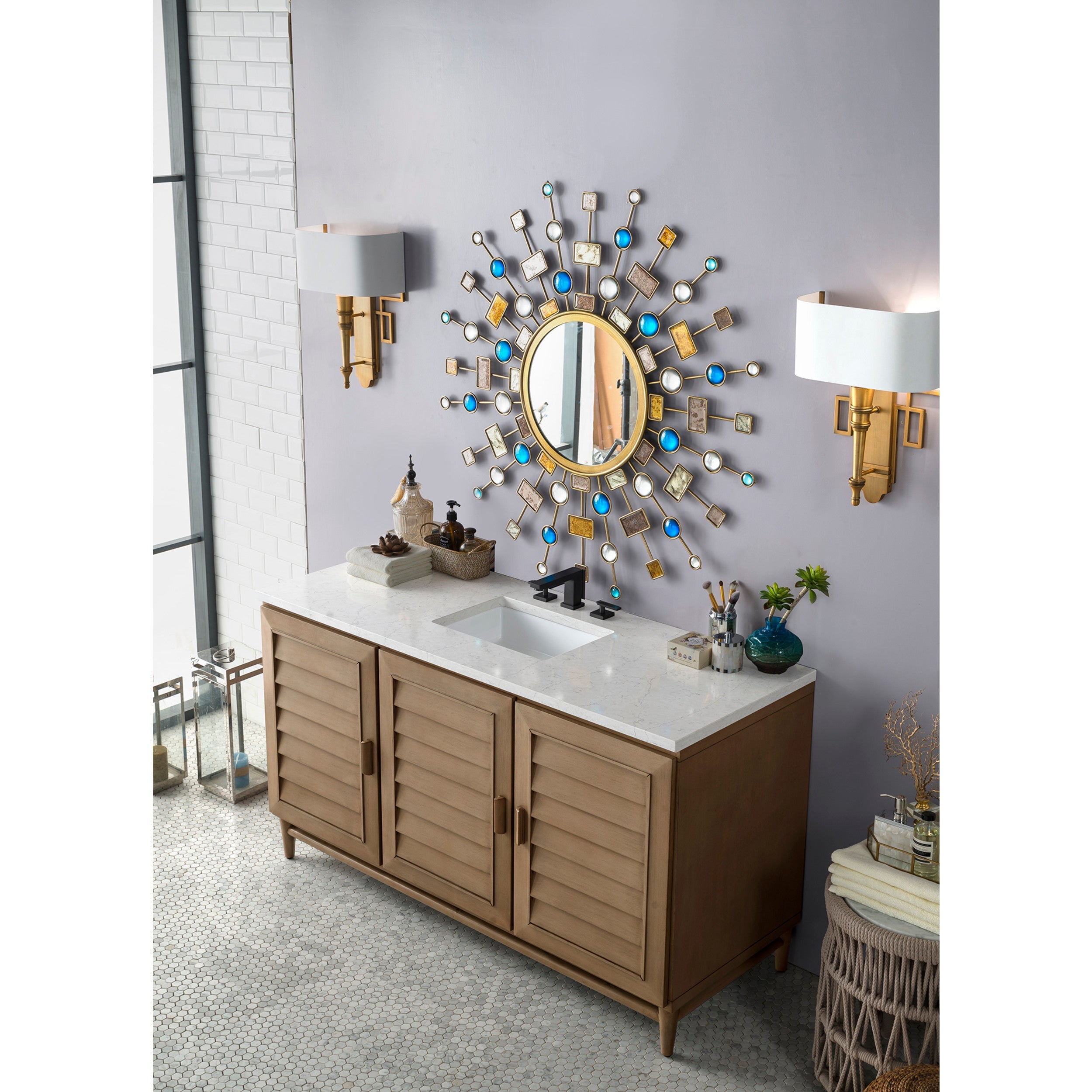 Whitewashed Walnut / Eternal Jasmine Pearl - 3 Faucet Holes