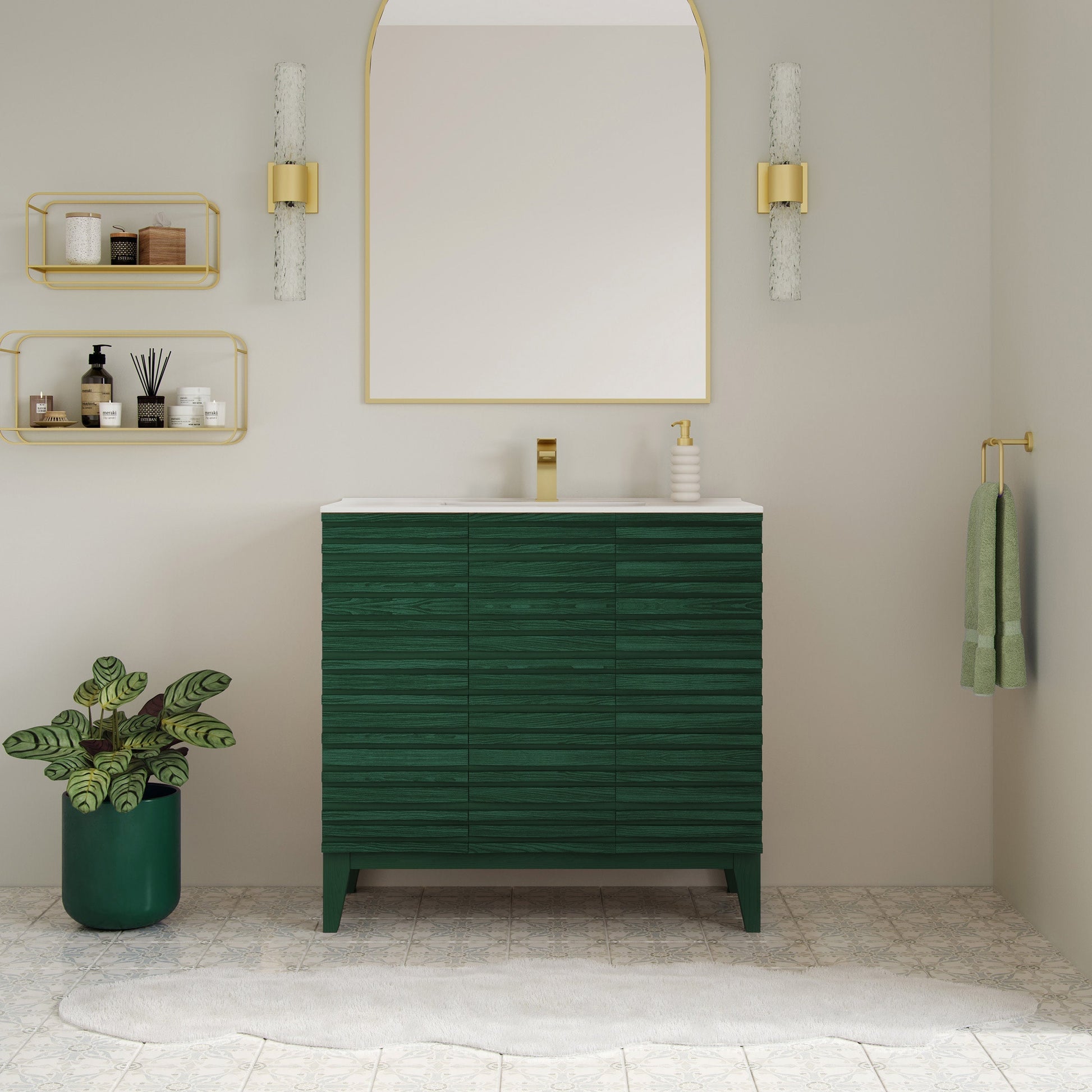 Green Oak / White / 1-Hole