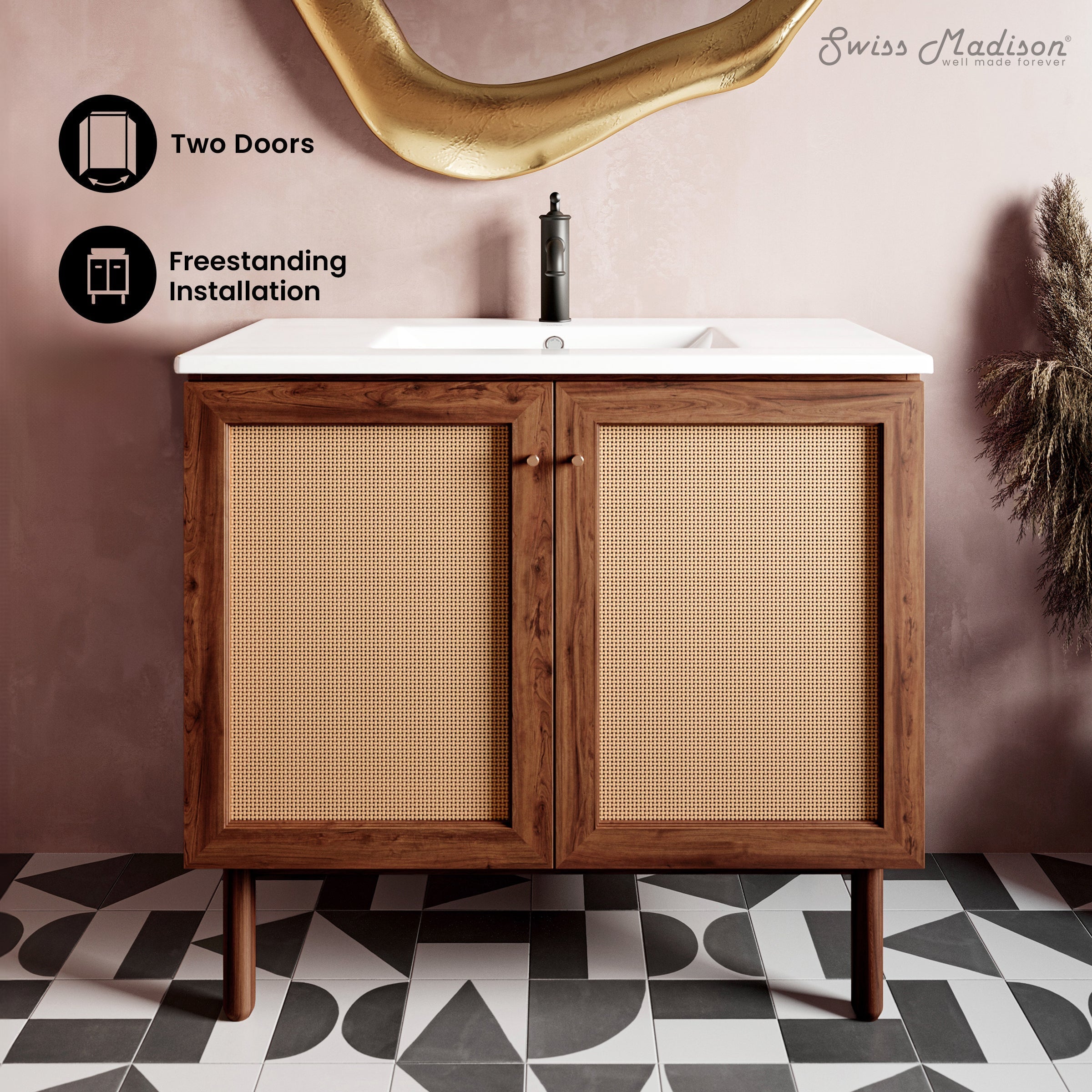Brown Oak / White / 1-Hole