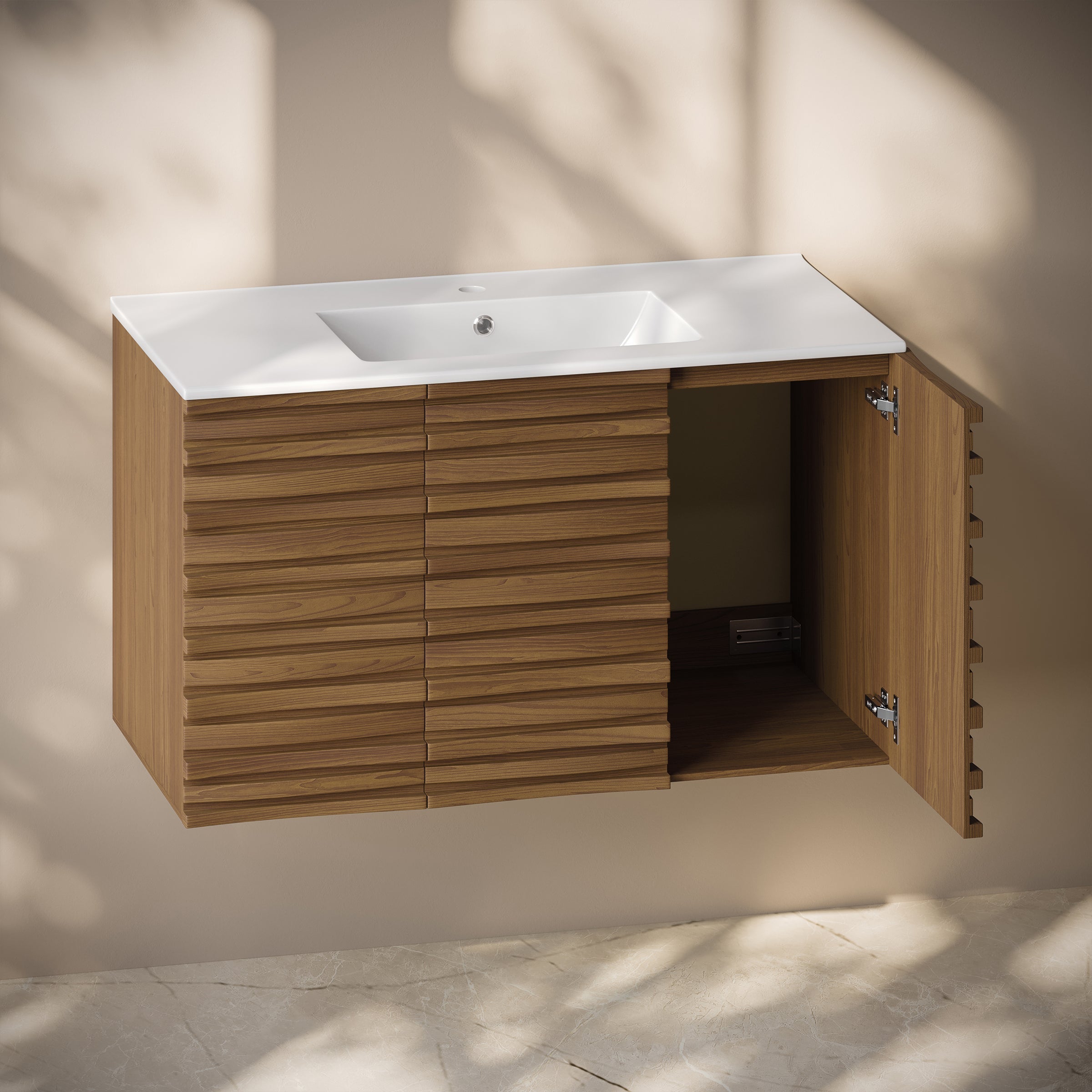 Brown Oak / White / 1-Hole