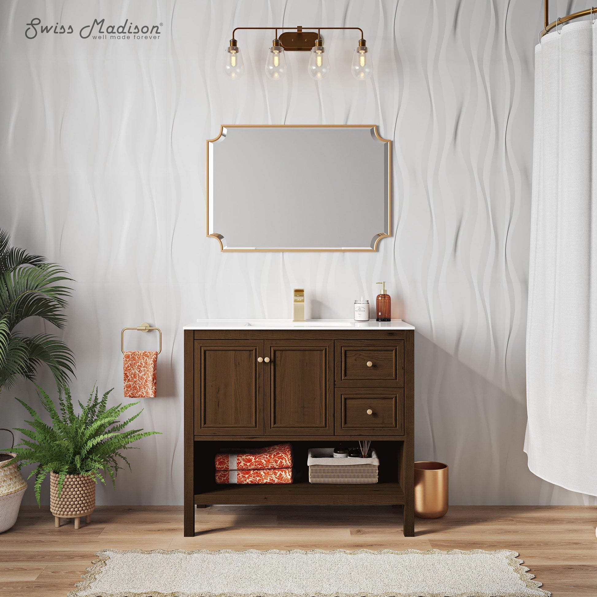 Brown Oak / White / 1-Hole