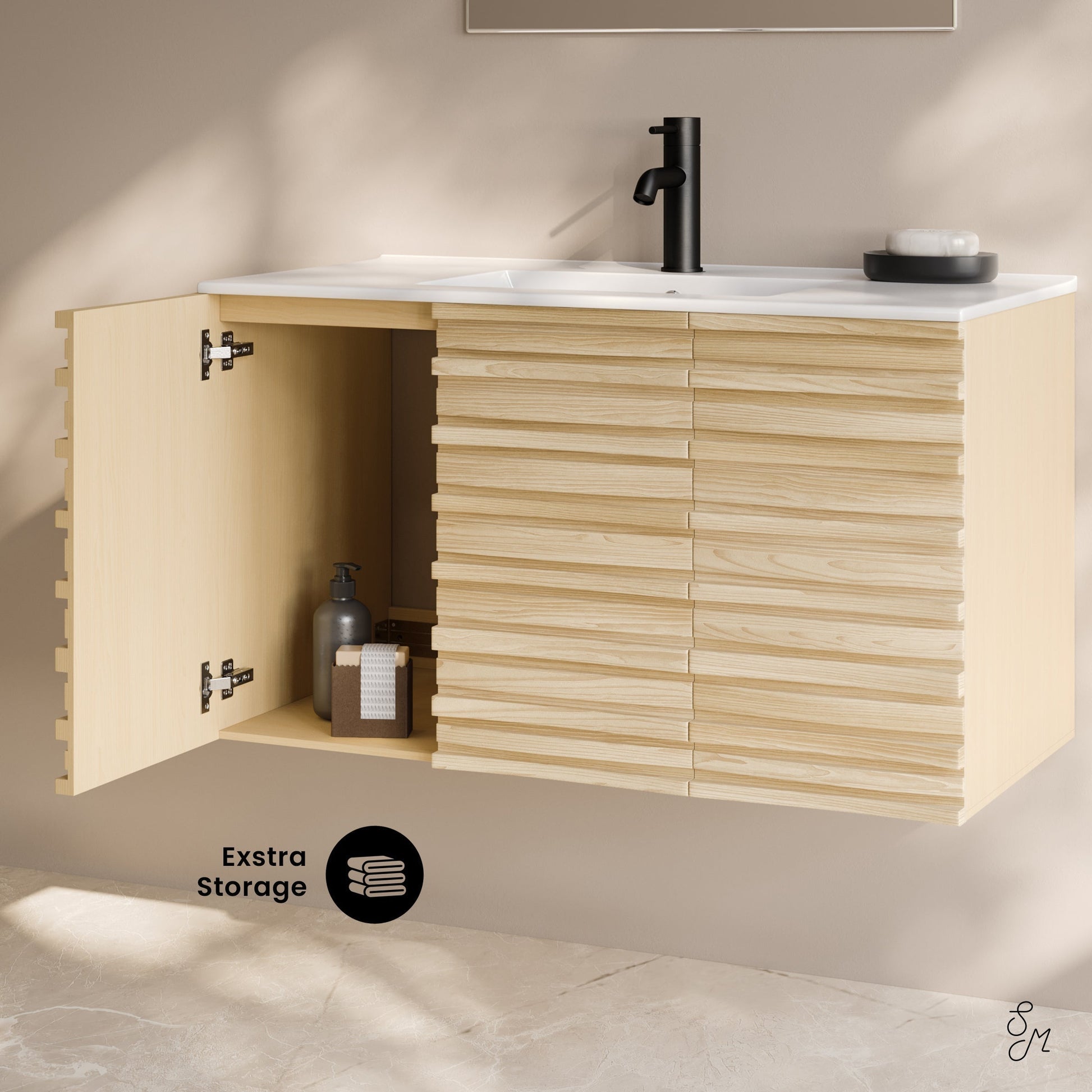 Natural Oak / White / 1-Hole
