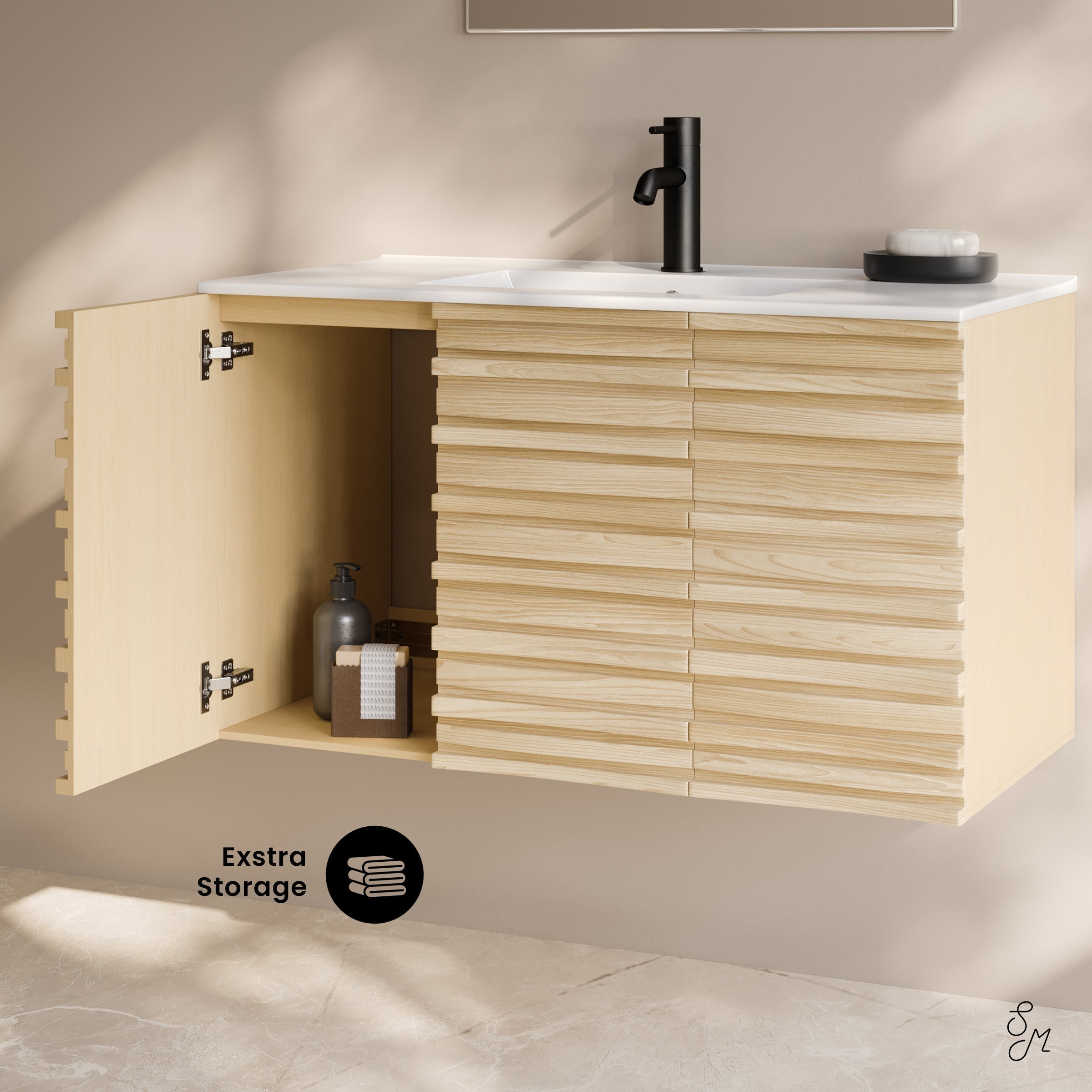 Natural Oak / White / 1-Hole