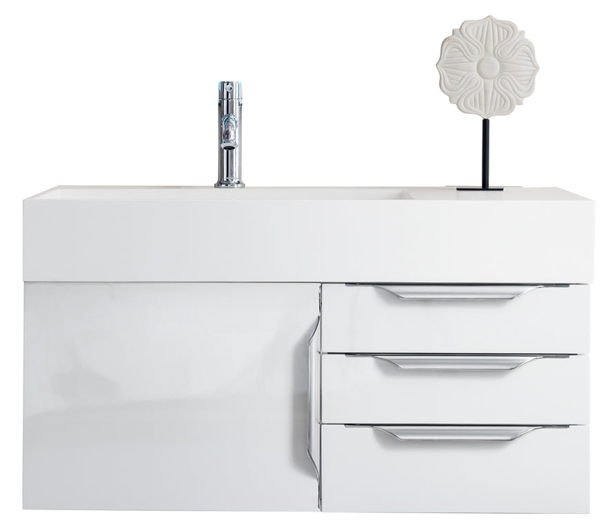 Glossy White / Brushed Nickel / Glossy White - 1 Faucet Hole