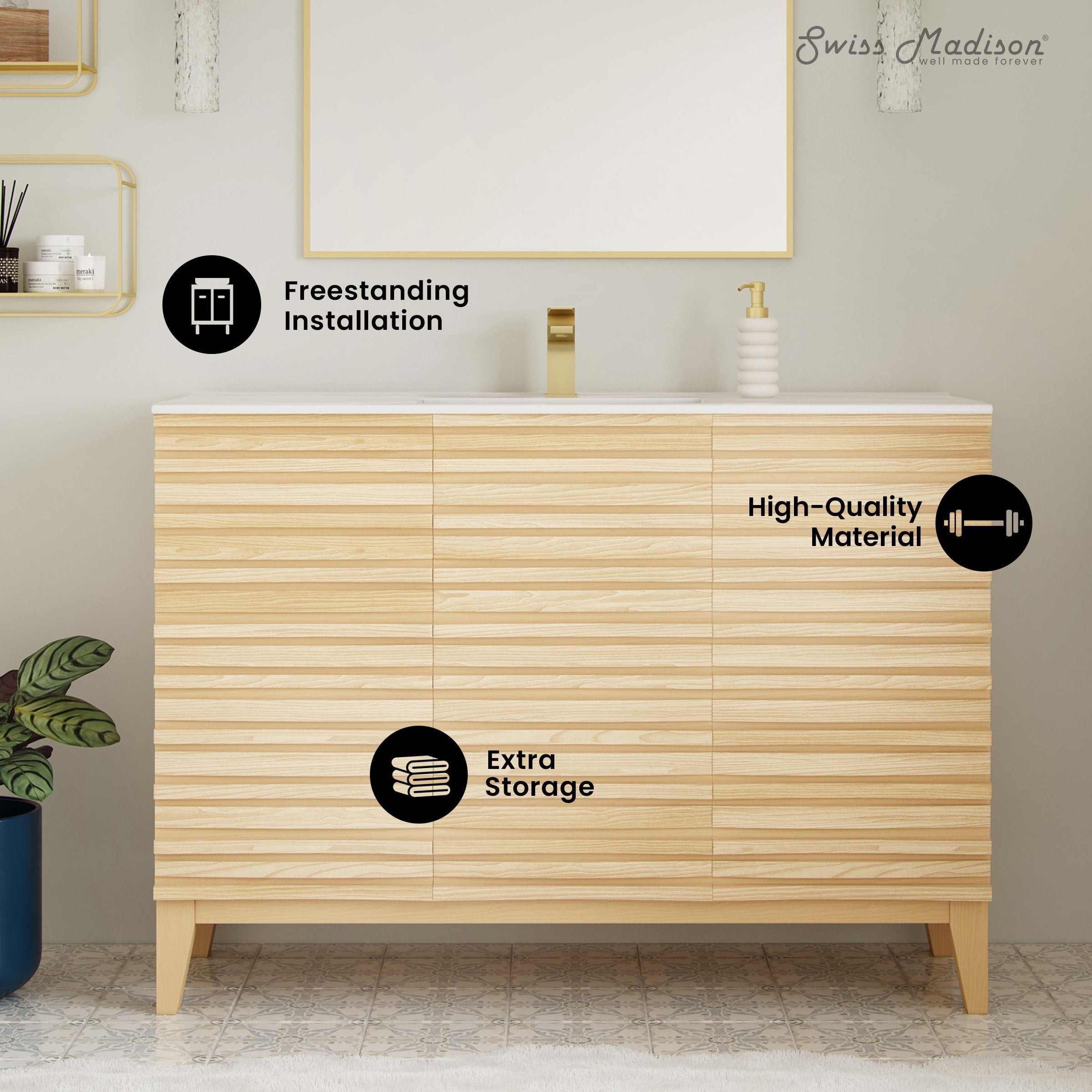 Natural Oak / Glossy White / 1-Hole