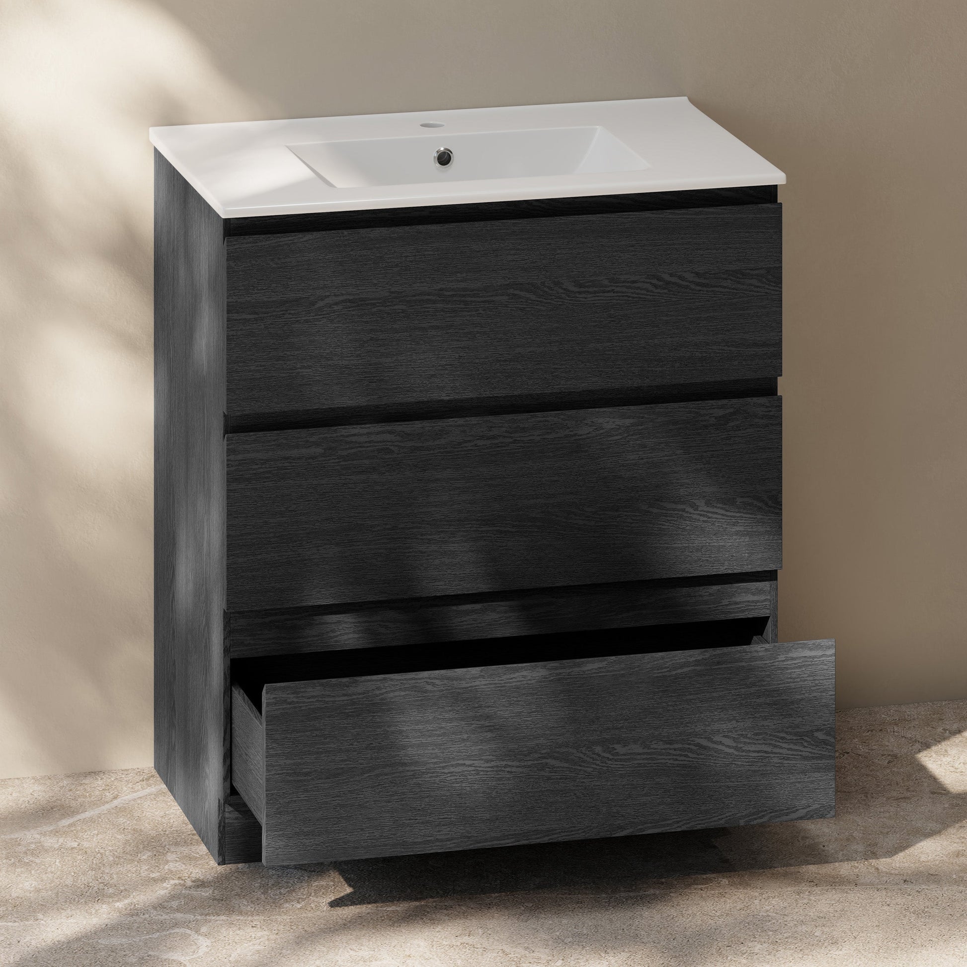 Black Oak / Glossy White / 1-Hole