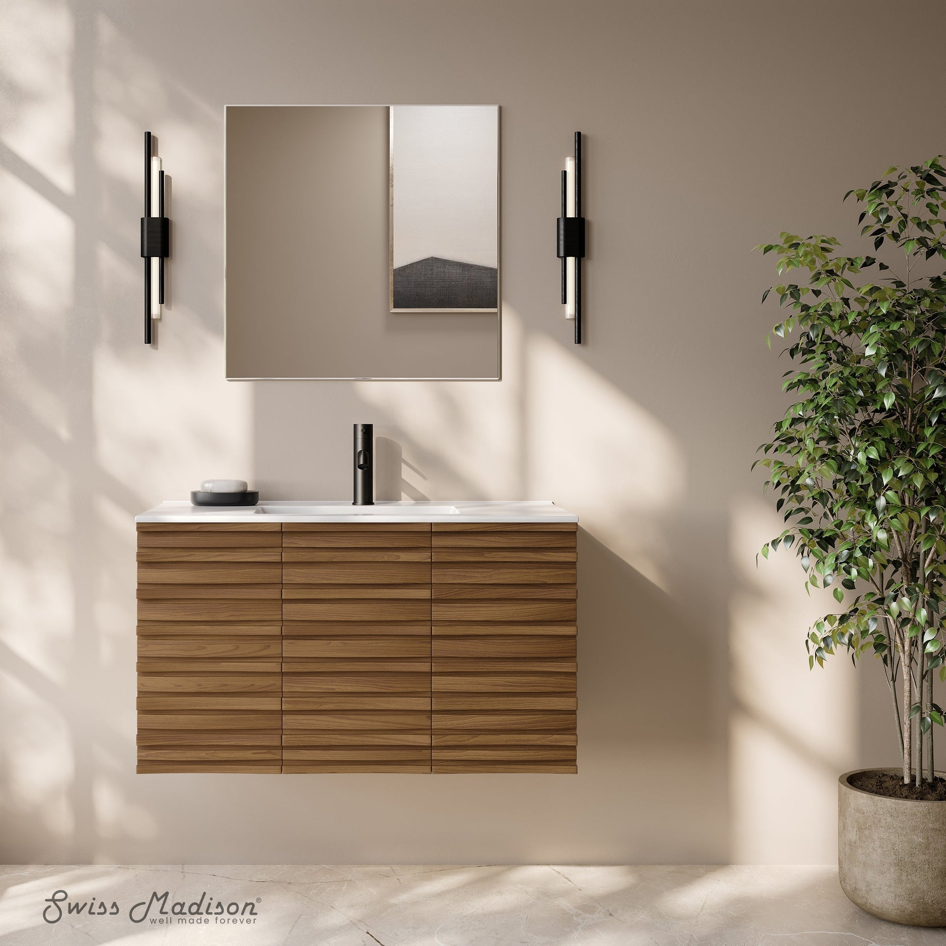 Brown Oak / White / 1-Hole