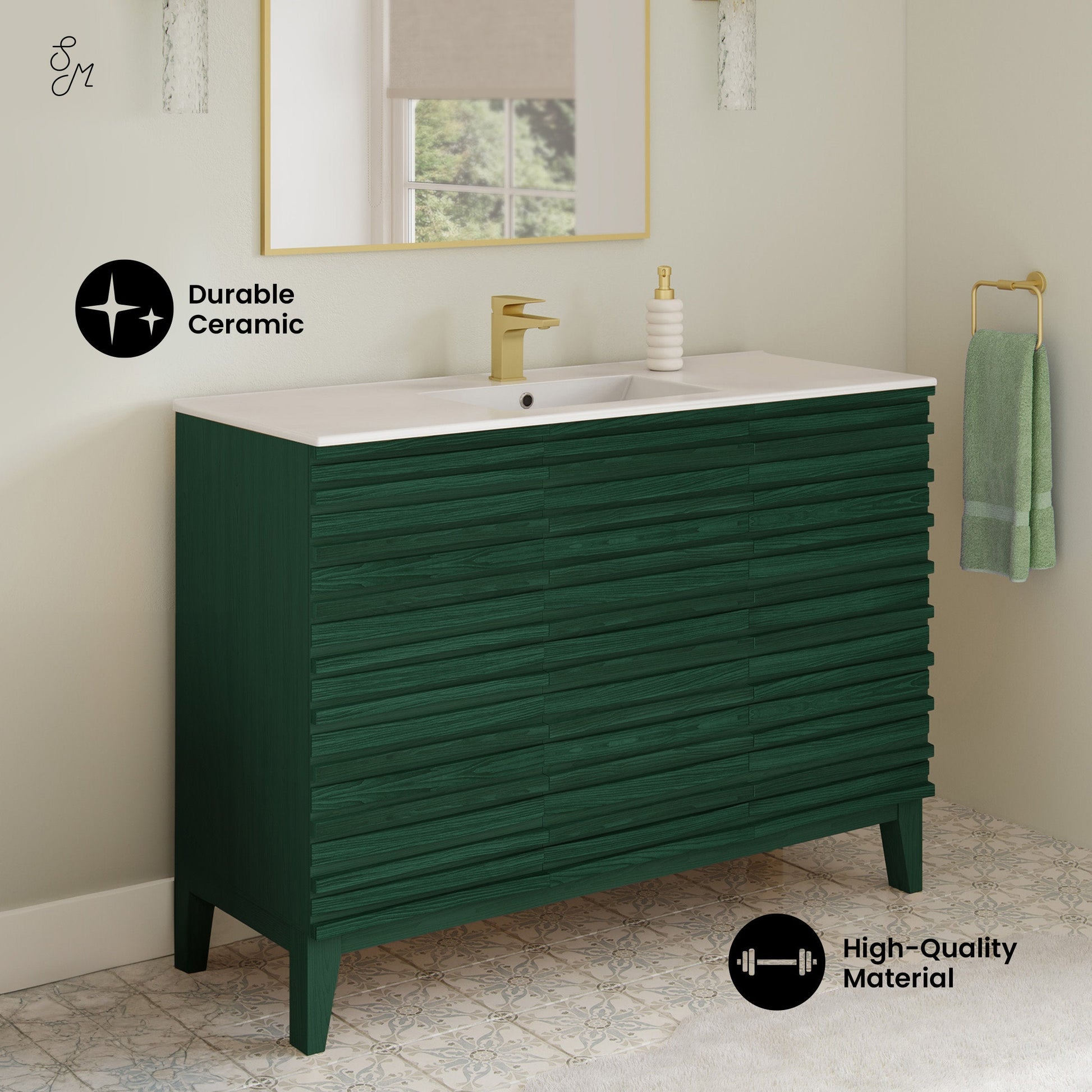 Green Oak / Glossy White / 1-Hole