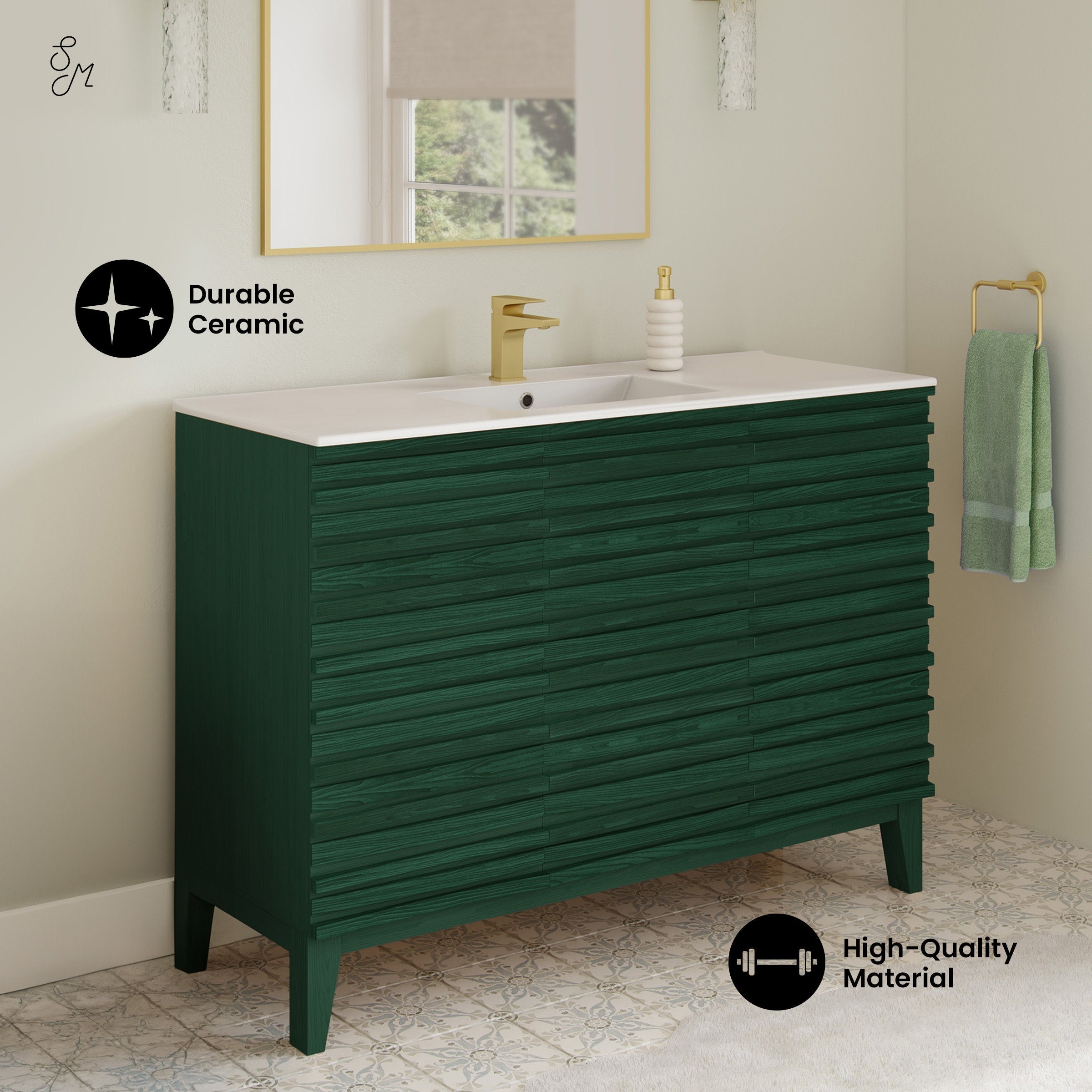 Green Oak / Glossy White / 1-Hole