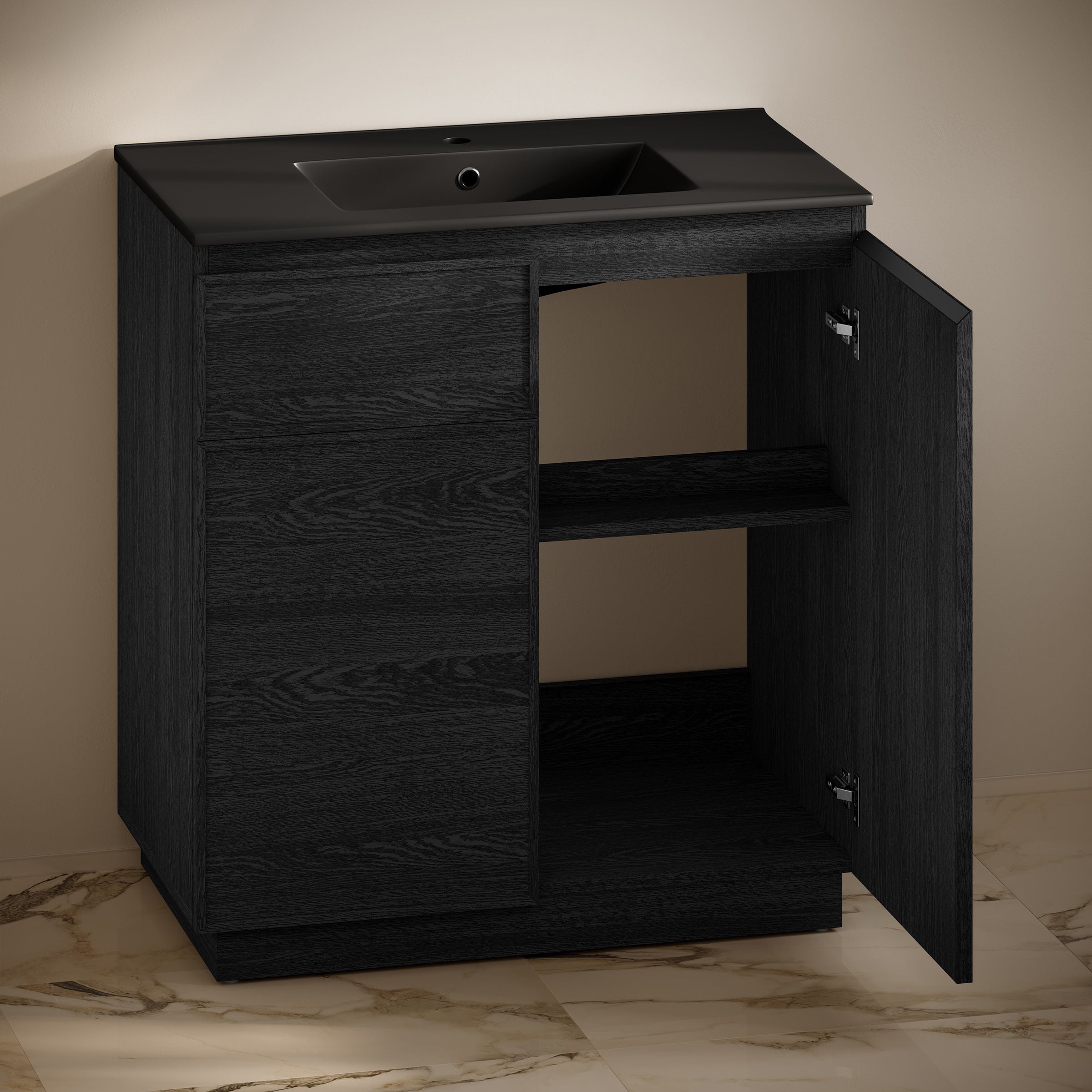 Black Oak / Black / 1-Hole