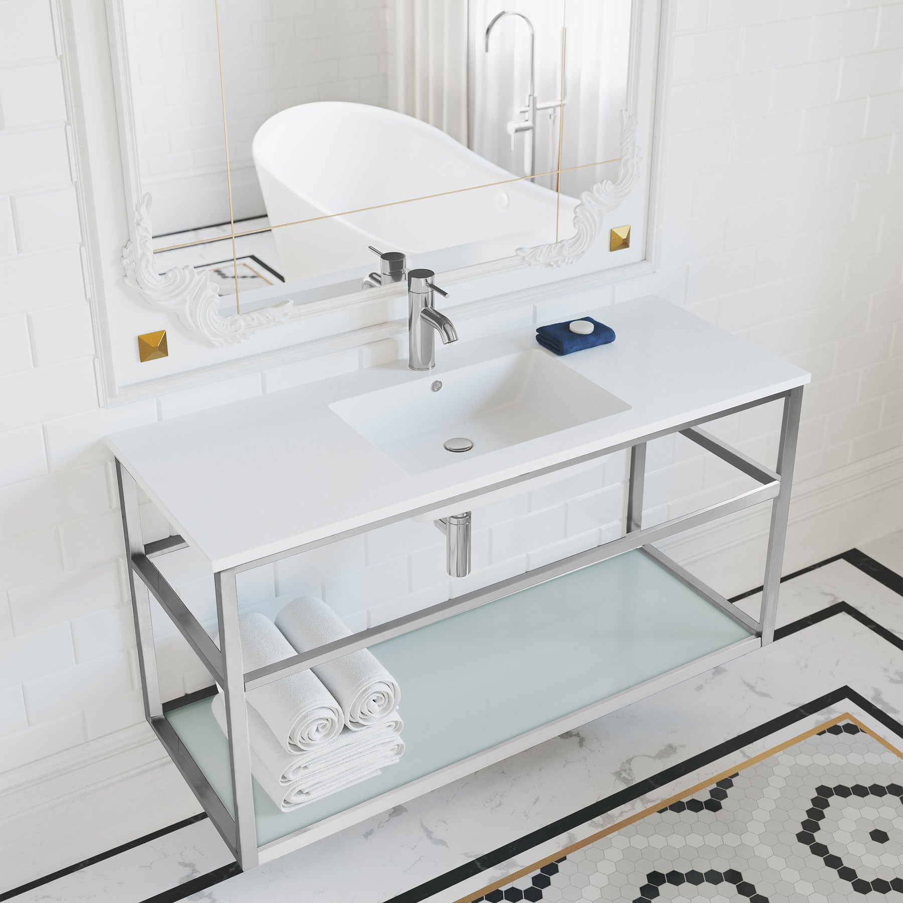 Chrome / White / 1-Hole