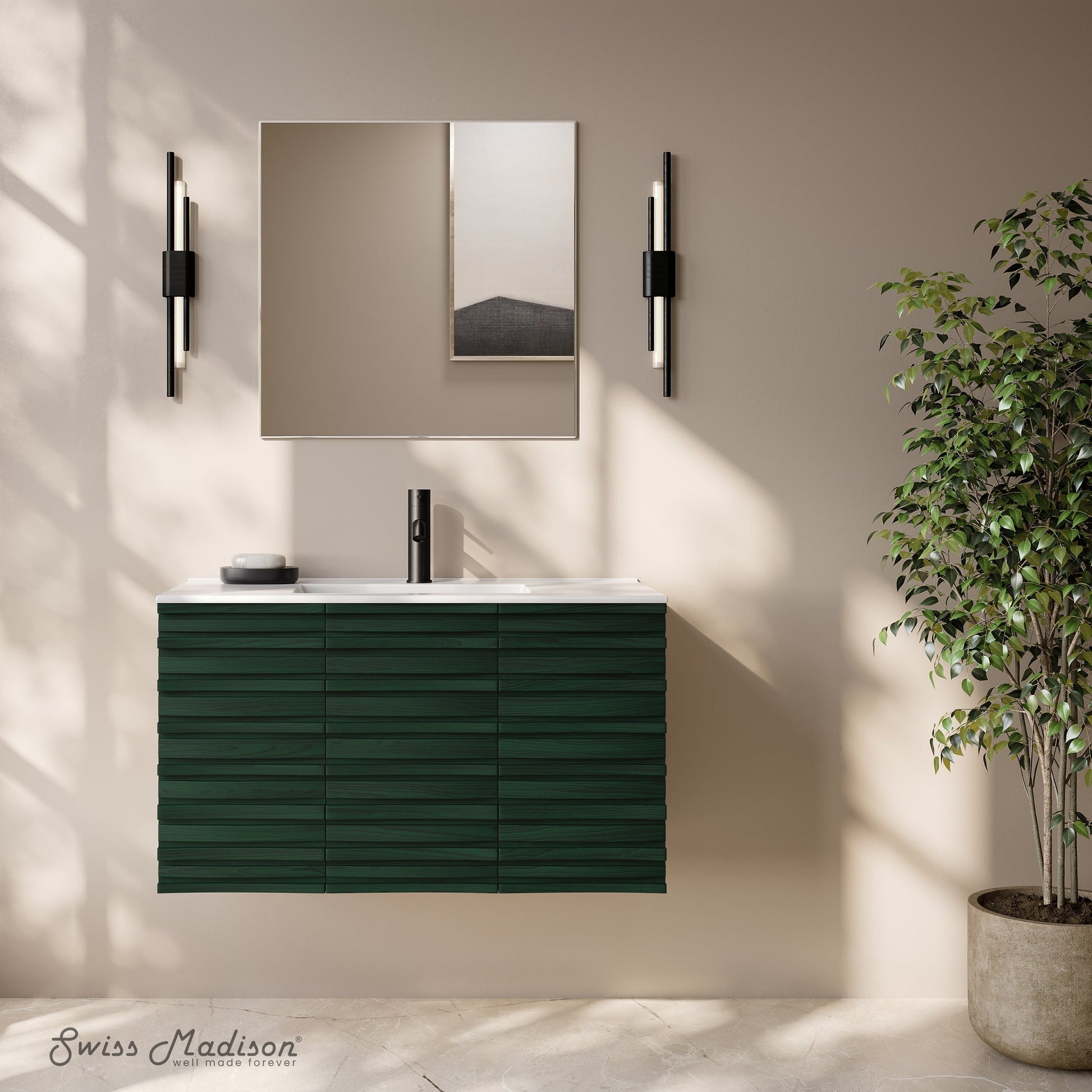 Green Oak / White / 1-Hole