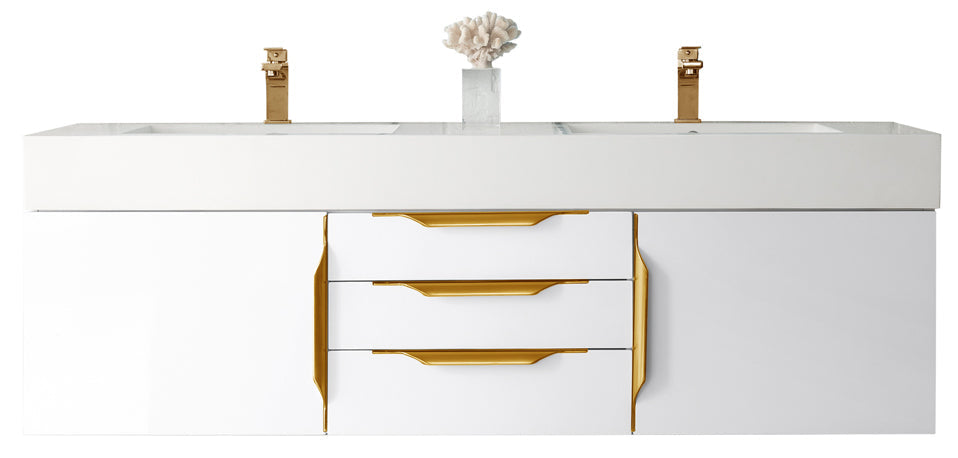 Glossy White / Radiant Gold / Glossy White - 1 Faucet Hole